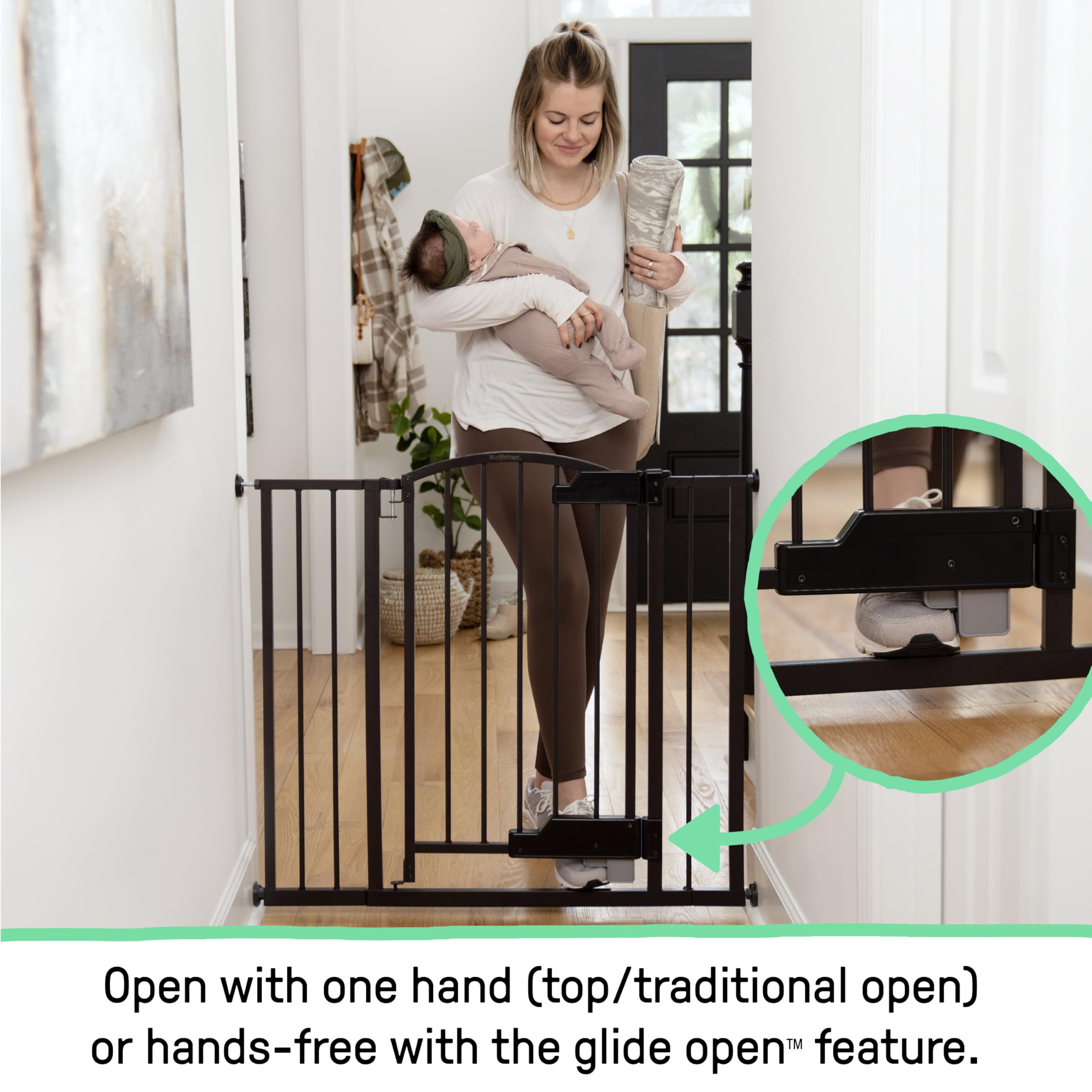 Ingenuity Thruway 52W Series Pet And Baby Gate With Glideopen, 29'-52' Wide, 28' Tall, Pressure Or Hardware Mounted, Install On Wall Or Banister In Doorway Or Hallway - Espresso
