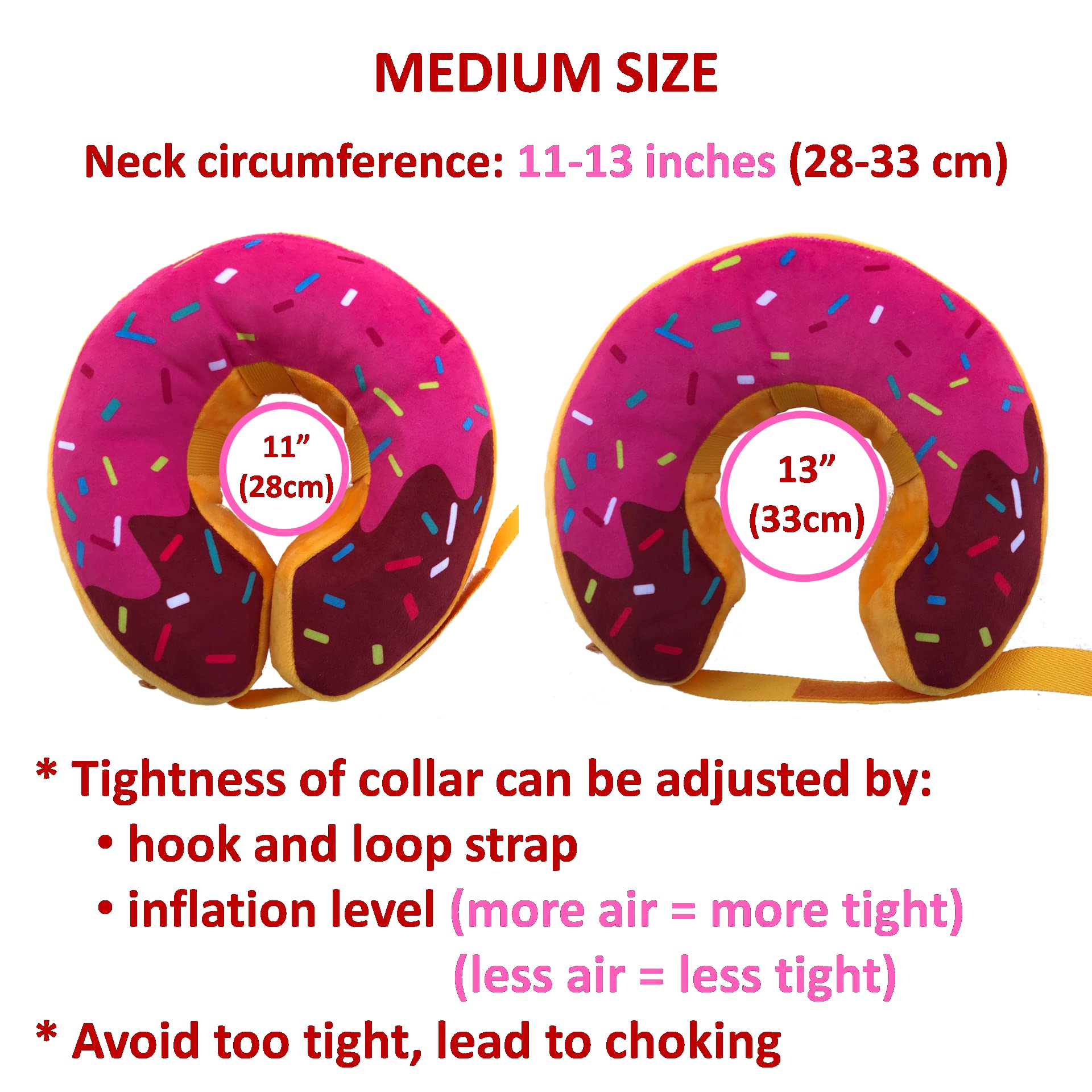 BusyPet Inflatable Dog Neck Donut Collar - Fleece Recovery Collar for Dogs, Medium Size, Donut Design