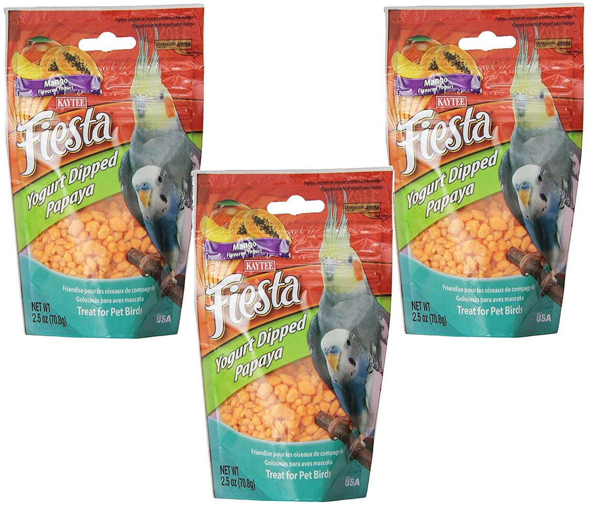 (3 Pack) Kaytee Fiesta Mango Flavored Yogurt Dipped Papaya Bird Treat, 2.5 Ounce Each