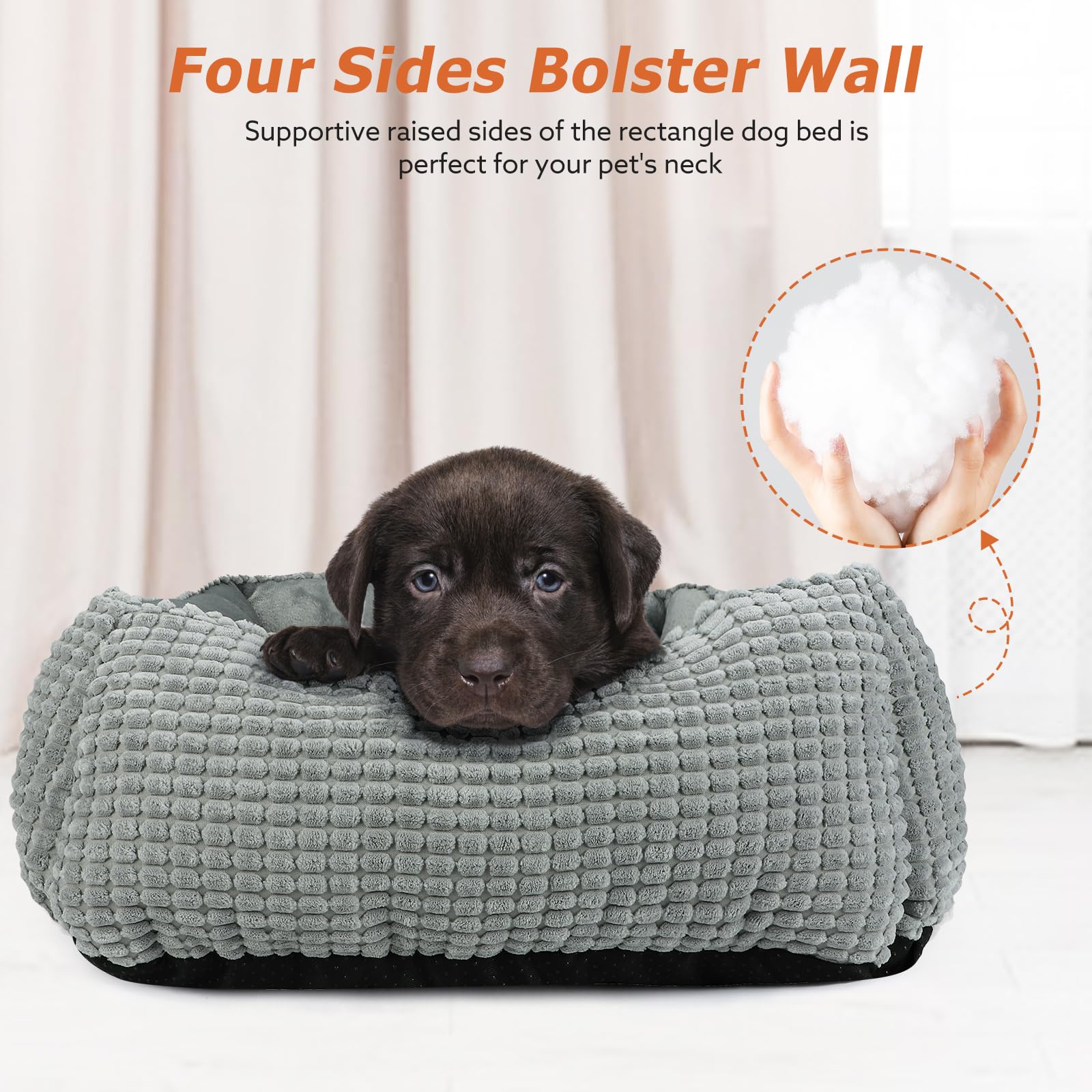 MIXJOY Dog Beds for Medium Dogs Washable, Rectangle Pet Bed Medium Size Dog, Orthopedic Sleeping Pet Sofa Bed, Soft Calming Cat