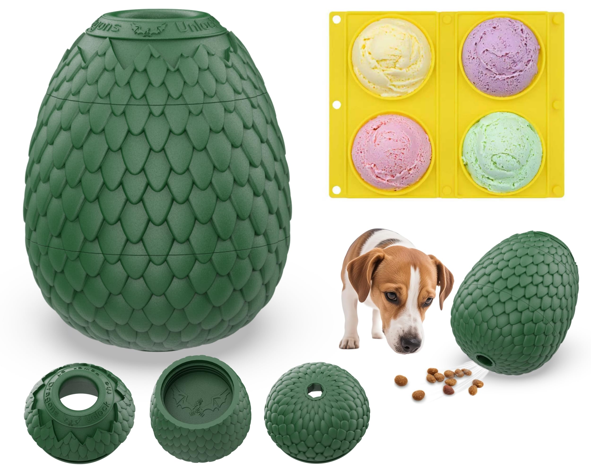 SAMFAT Treat Dispensing Dog Cognitive Toy to Keep Them Busy, Freezable Fillable Rubber Enrichment Lick Toy for Small and Medium 