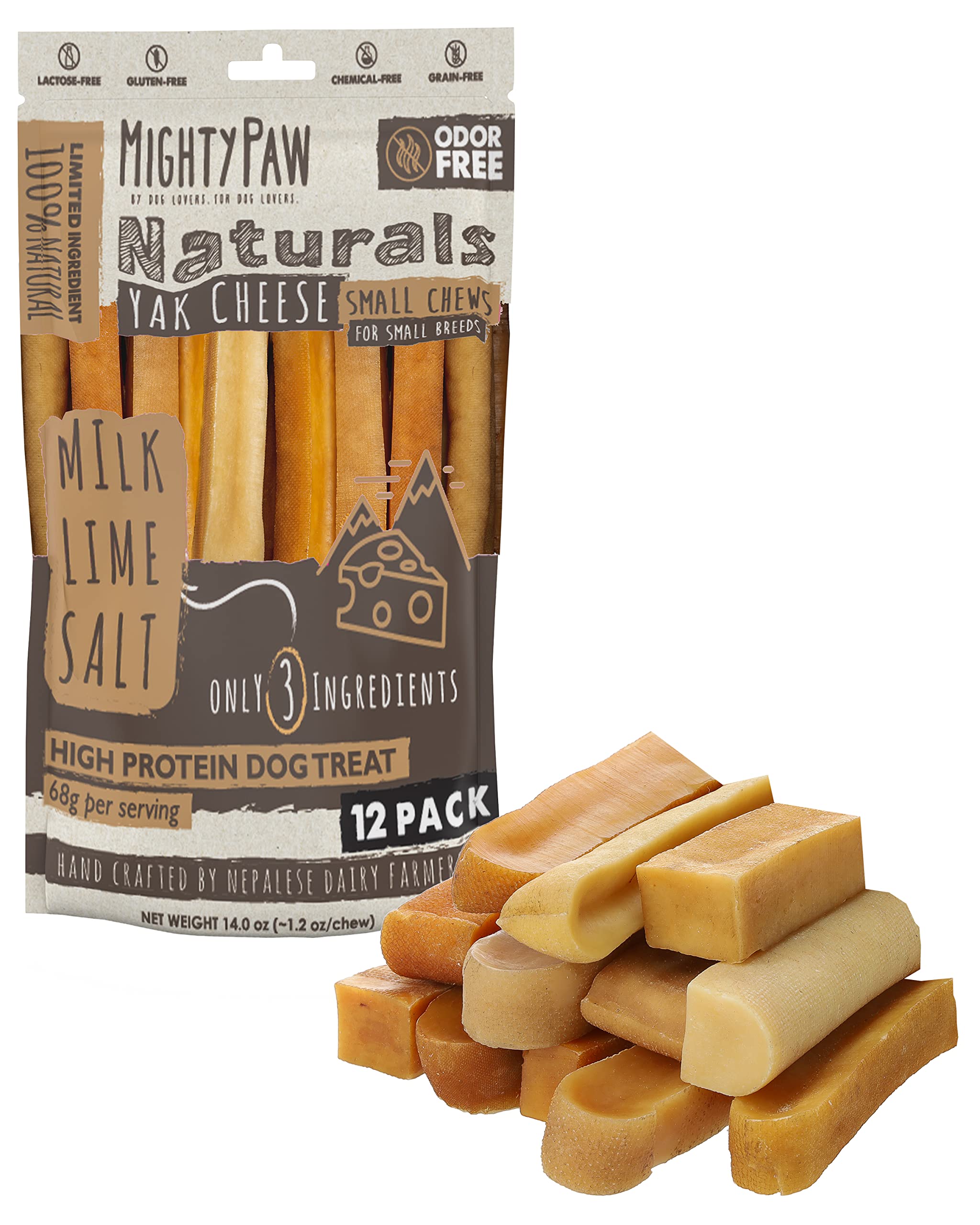 Mighty Paw Yak Cheese Chews for Dogs | All-Natural Long Lasting Pet Treats. Odorless and Great for Oral Health. Limited-Ingredie