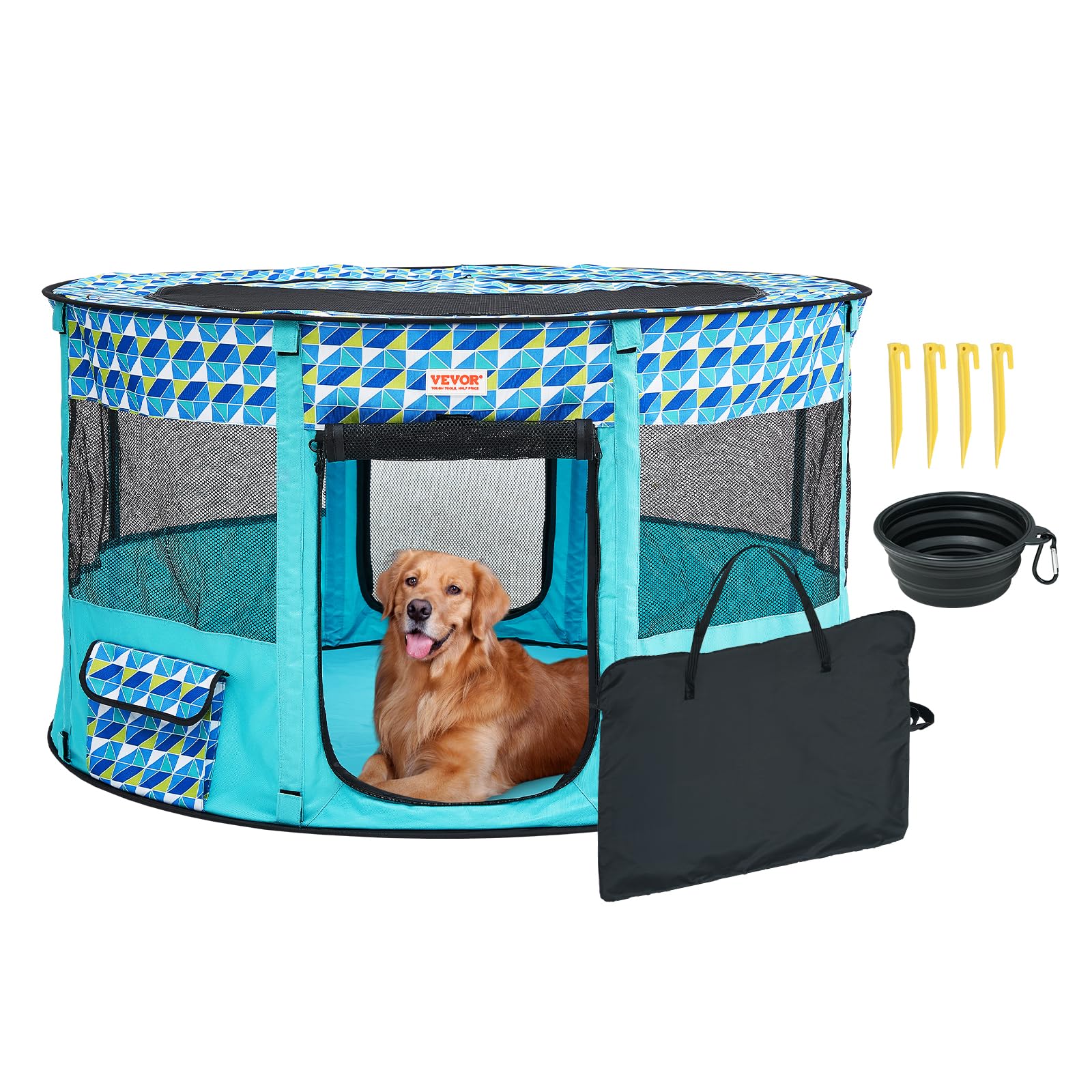 VEVOR Foldable Pet Playpen, 44 x 44 x 24 Portable Dog Playpen, Crate Kennel for Puppy, Dog, Cat, Waterproof 600D Oxford Cl