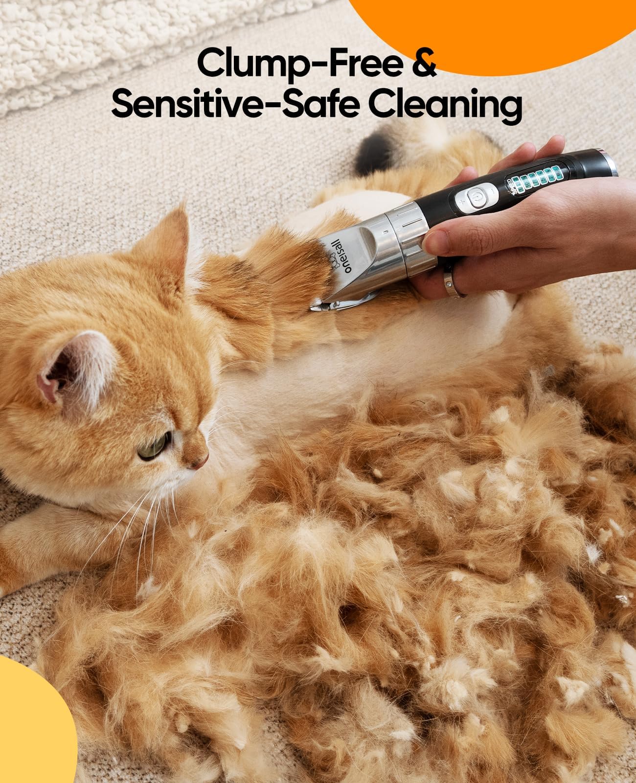 Oneisall Cat Hair Trimmer,Quiet Cat Clippers For Matted Hair,Cordless Cat Grooming Kit With Comb,3 Speed Cat Shavers For Matted Long Hair