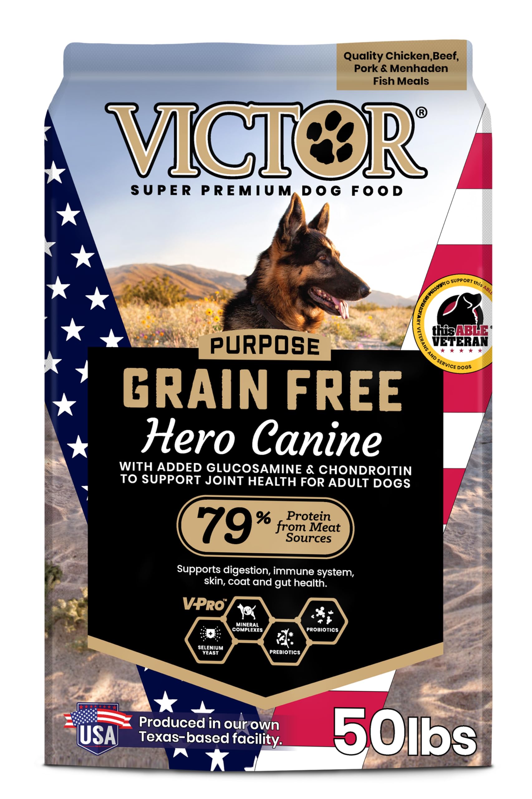 VICTOR Super Premium Dog Food - Purpose - Grain Free Hero Canine - Premium Gluten Free Dog Food for Active Adult Dogs - High Pro