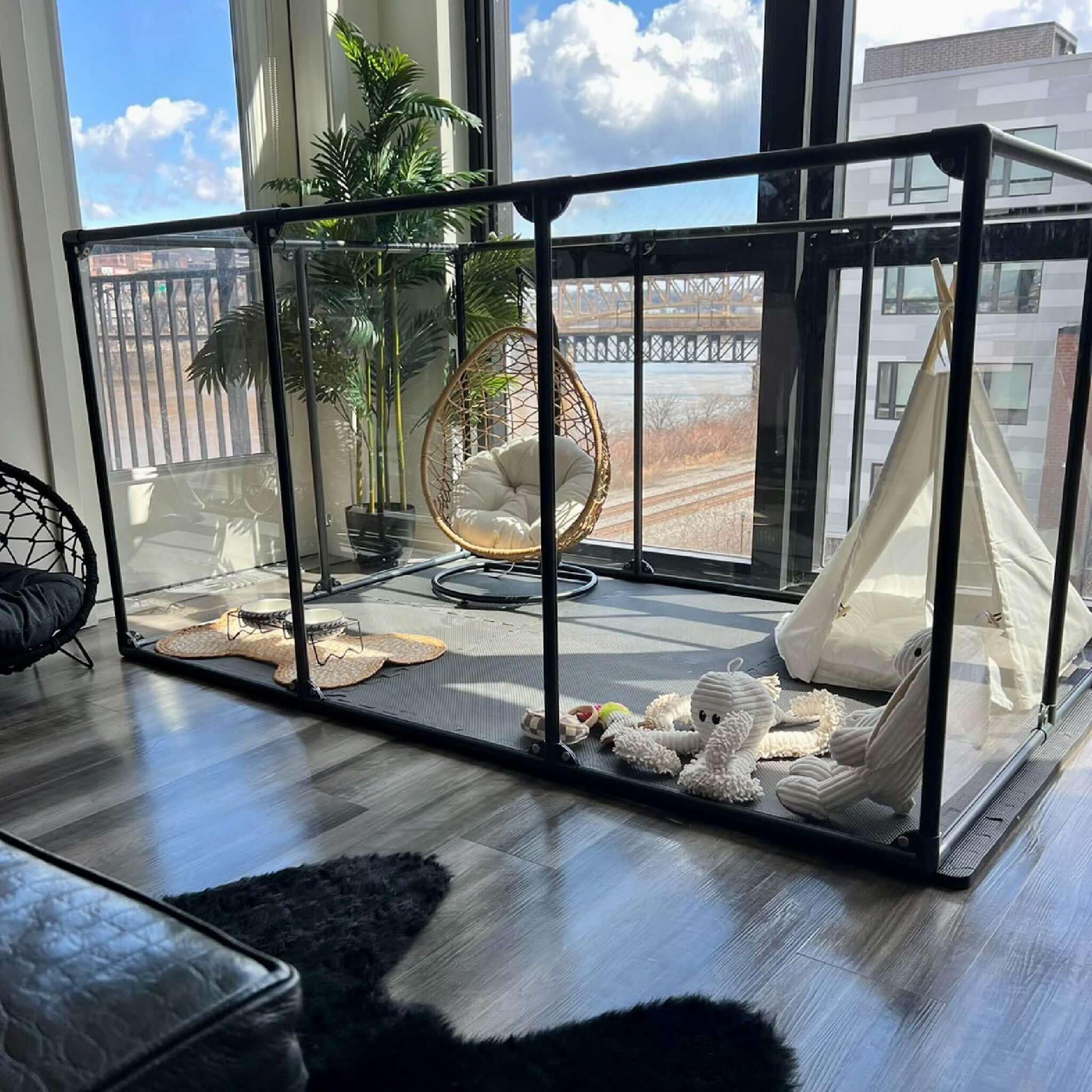 Clearly Loved Pets 36'' Tall Large Lucidium Pet Pen, Silver