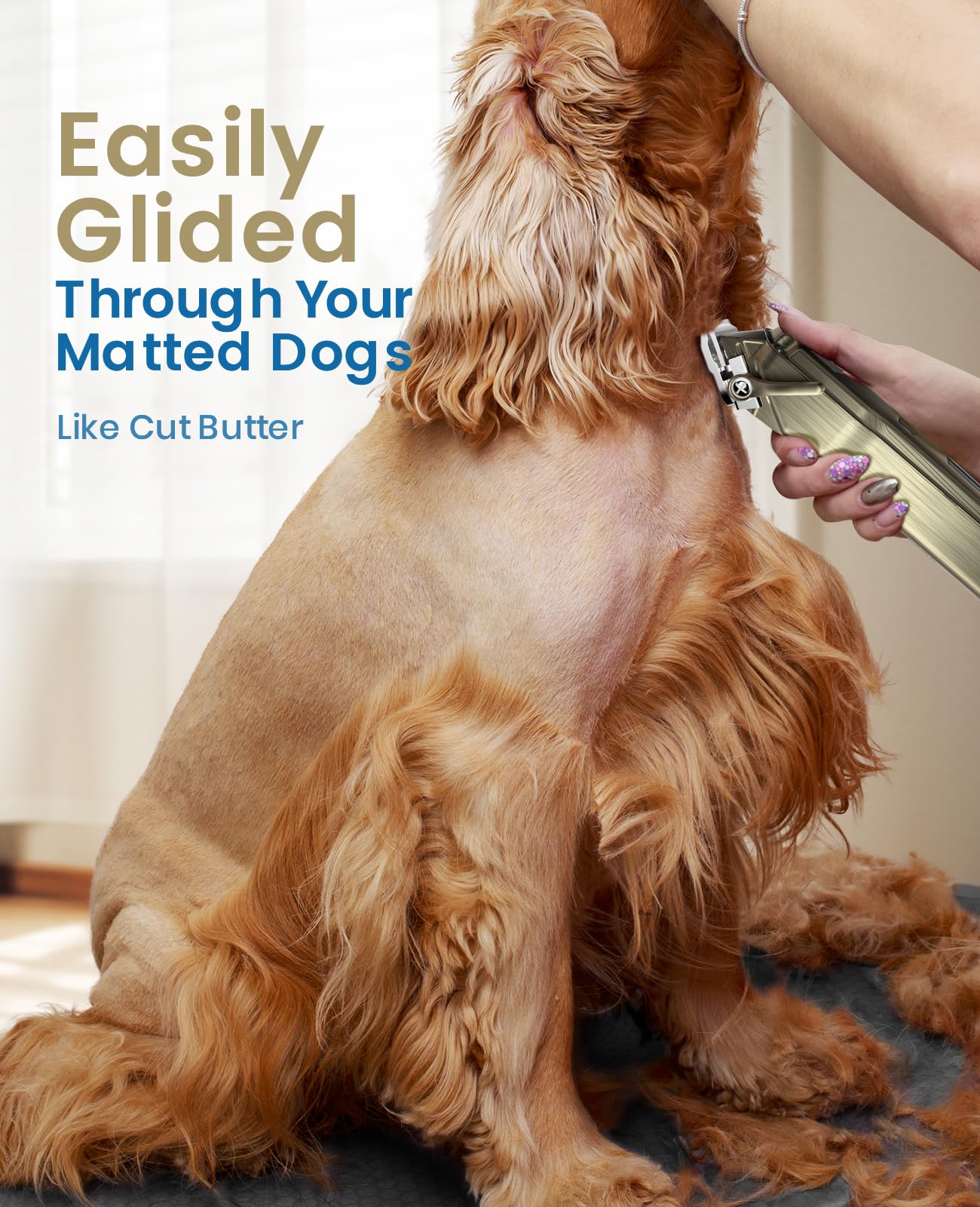 oneisall Dog Clippers for Grooming for Thick Heavy Coats/Low Noise Rechargeable Cordless Pet Shaver with Stainless Steel Blade/W