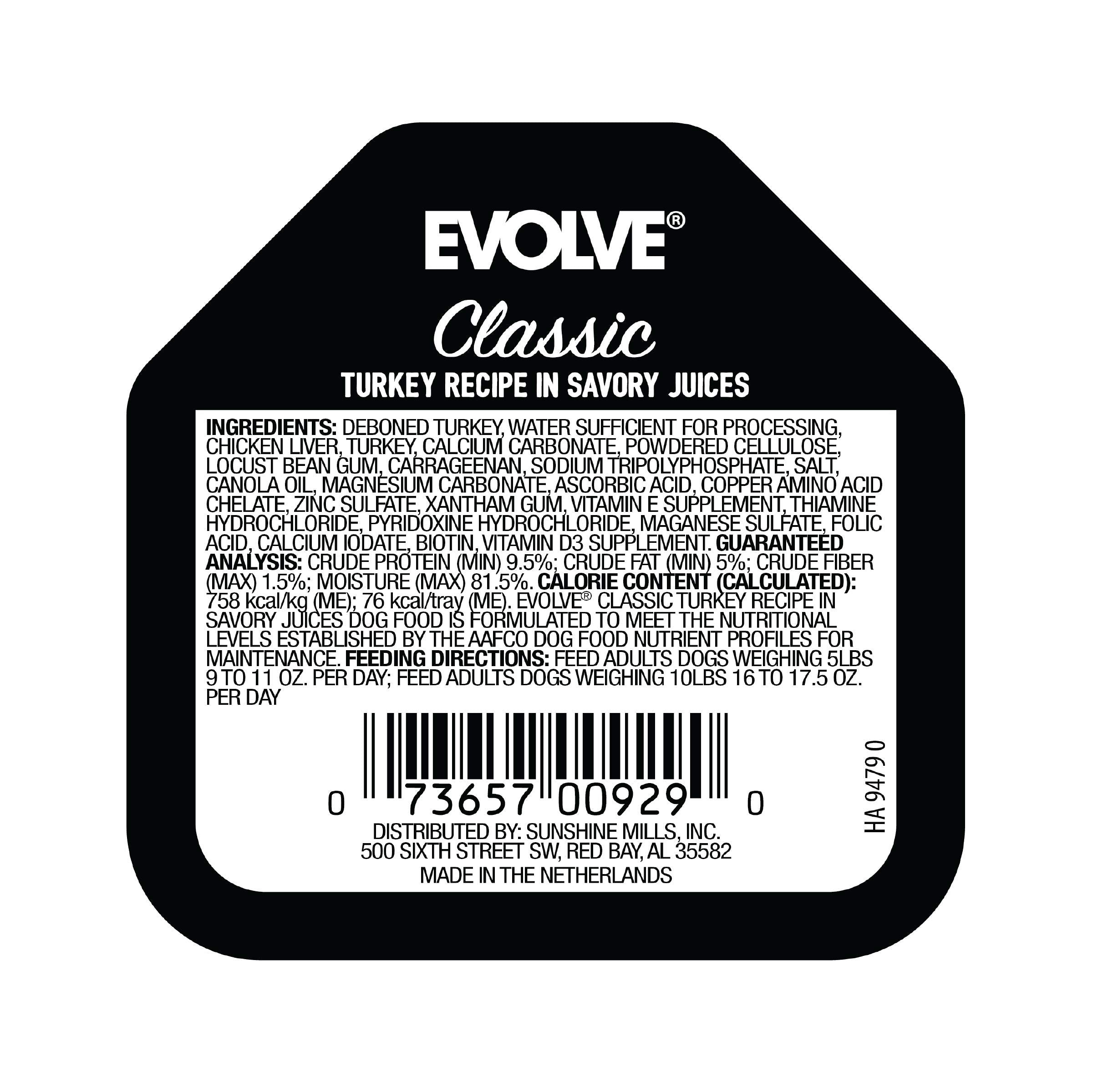 Evolve Classic Crafted Meals Turkey Recipe Dog Food (Pack of 15)