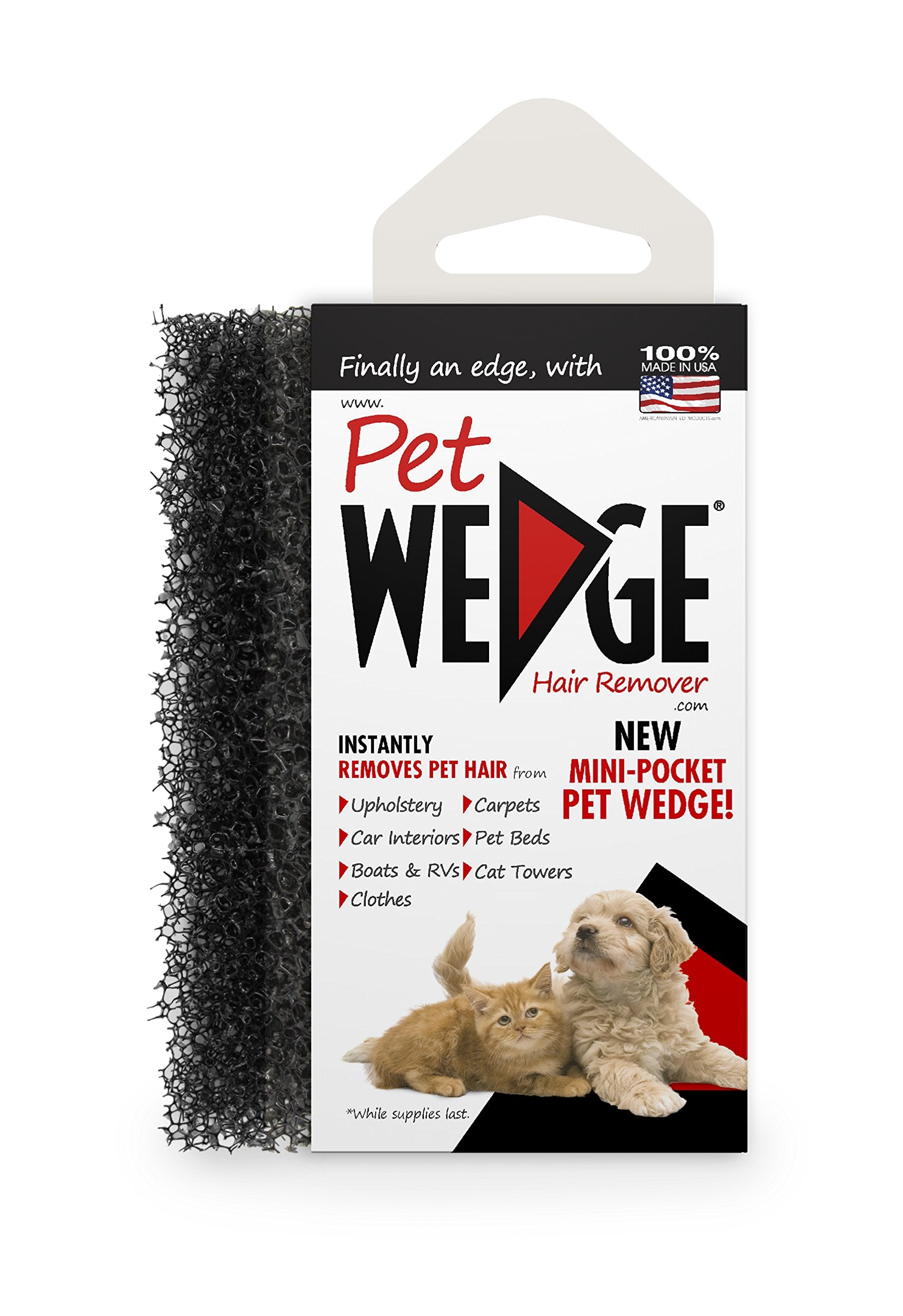 Pet Wedge® Hair Remover- 2 Pack Pet Wedge® & 2 Free Mini-Pocket Pet Wedge®. Bonus Pack