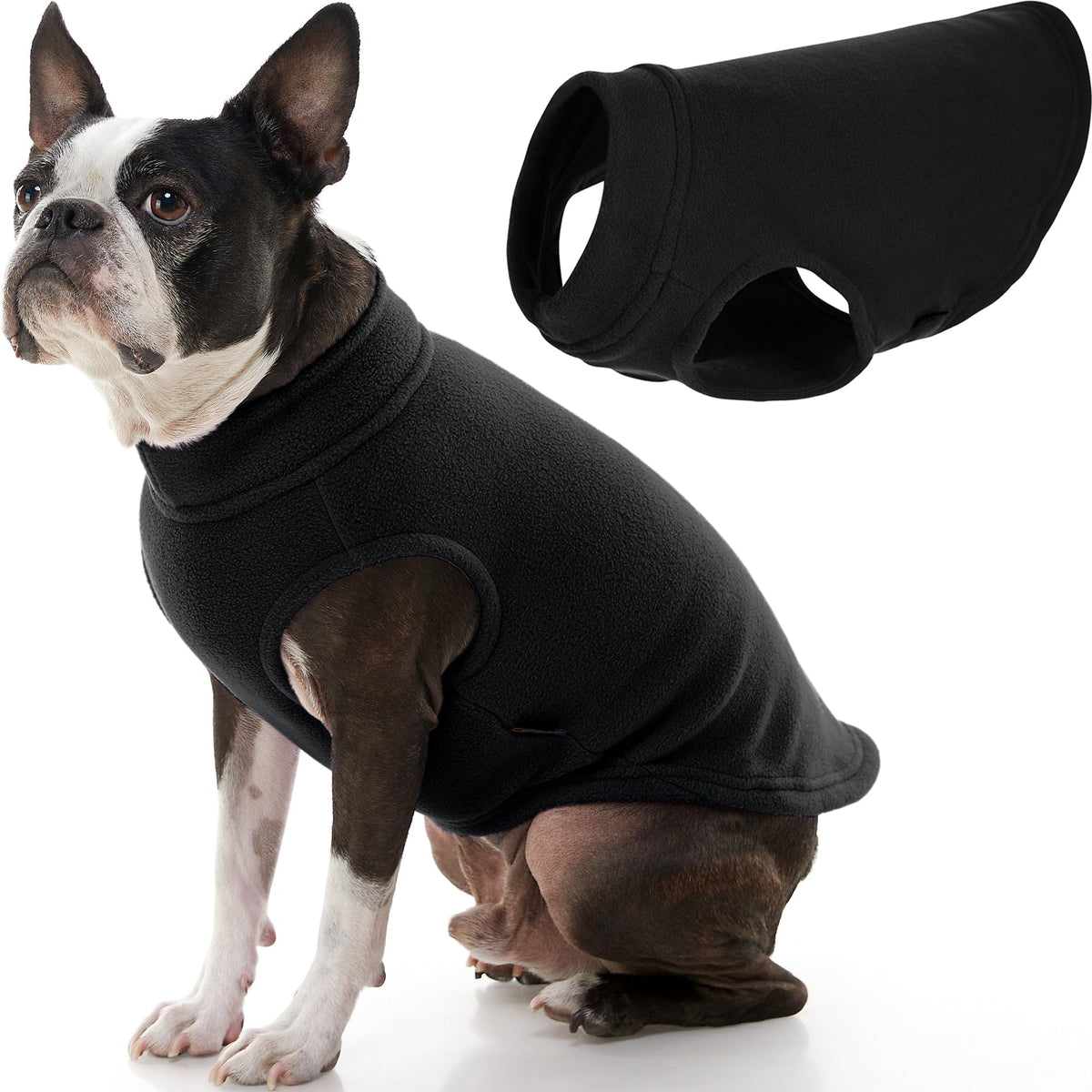 Gooby Stretch Fleece Vest Dog Sweater - Warm Pullover Fleece Dog Jacket - Winter Dog Clothes For Small Dogs, Large Dogs, Boy Or Girl - Soft, Super Stretchy Fleece Vest Dog Sweater - Black, Large