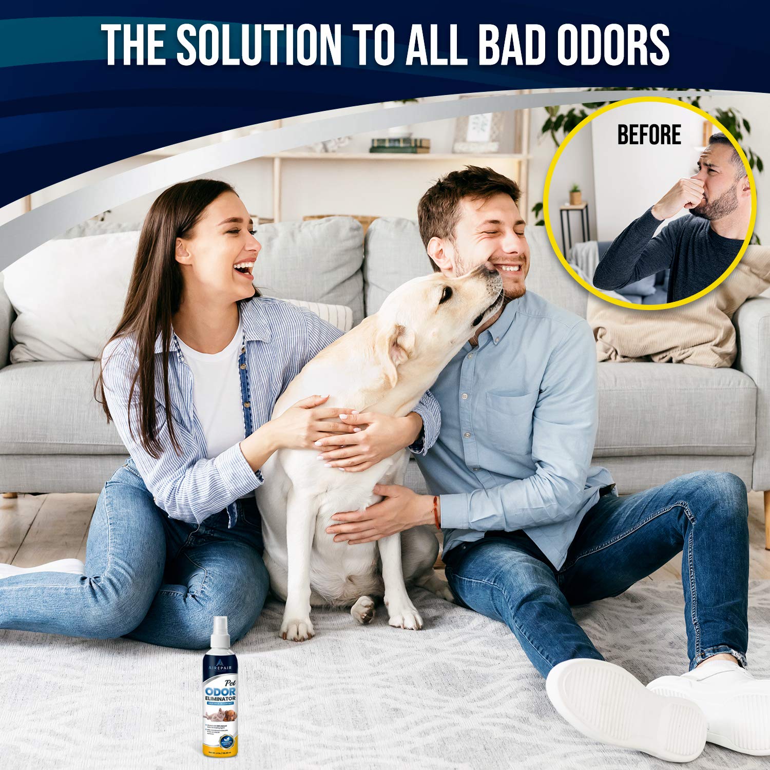 Pet Odor Eliminator For Home-Natural Air Purifier Spray For Cats And Dogs-Deodorizer, Air Freshener- Non-Toxic, Family Safe, Wat