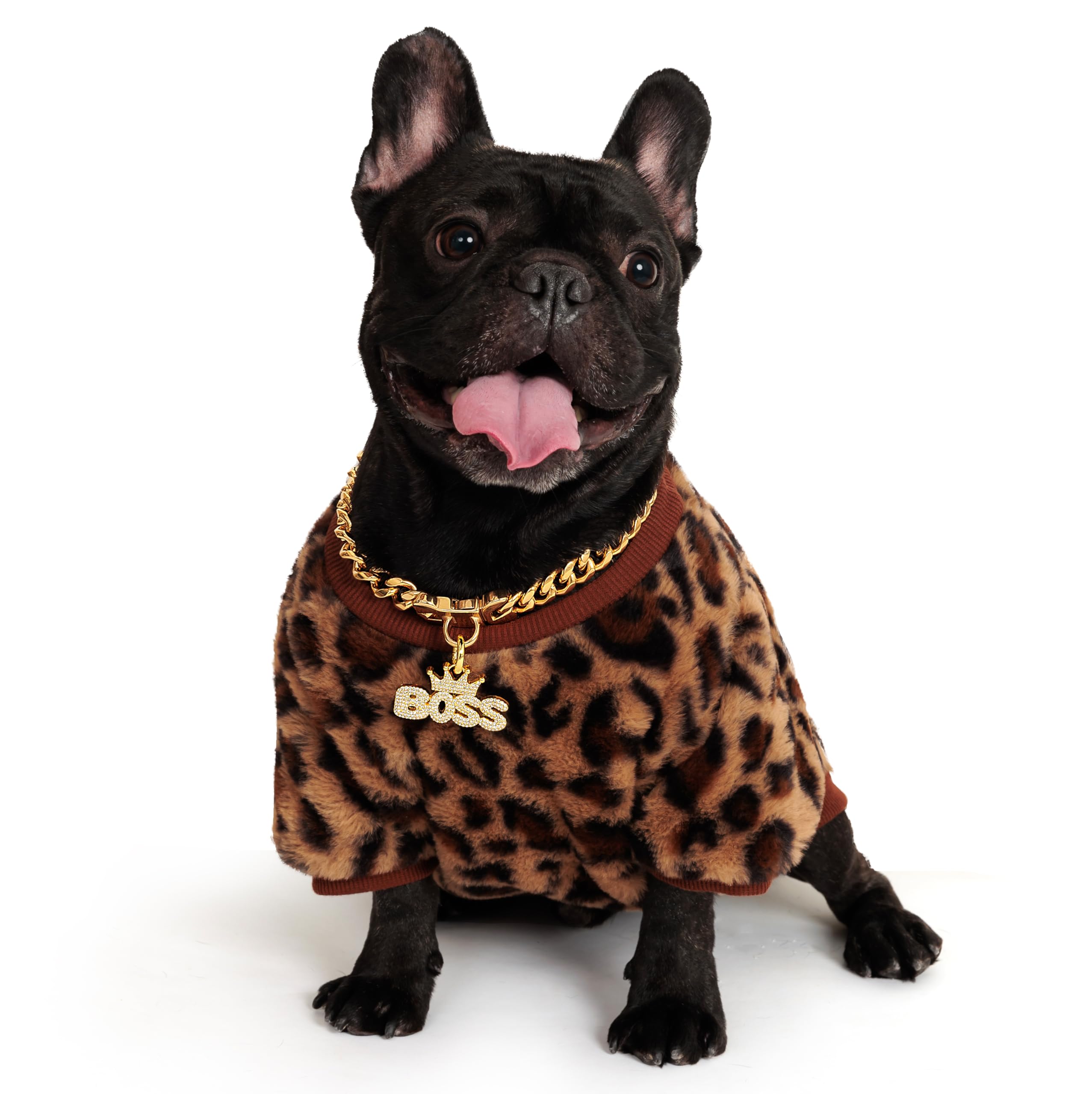 18K Cuban Link Dog Collar, 15Mm Gold Dog Chain Collar, Heavy Duty Walking Metal Pet Cuban Collar Jewelry For Small Dogs, 12 Inch