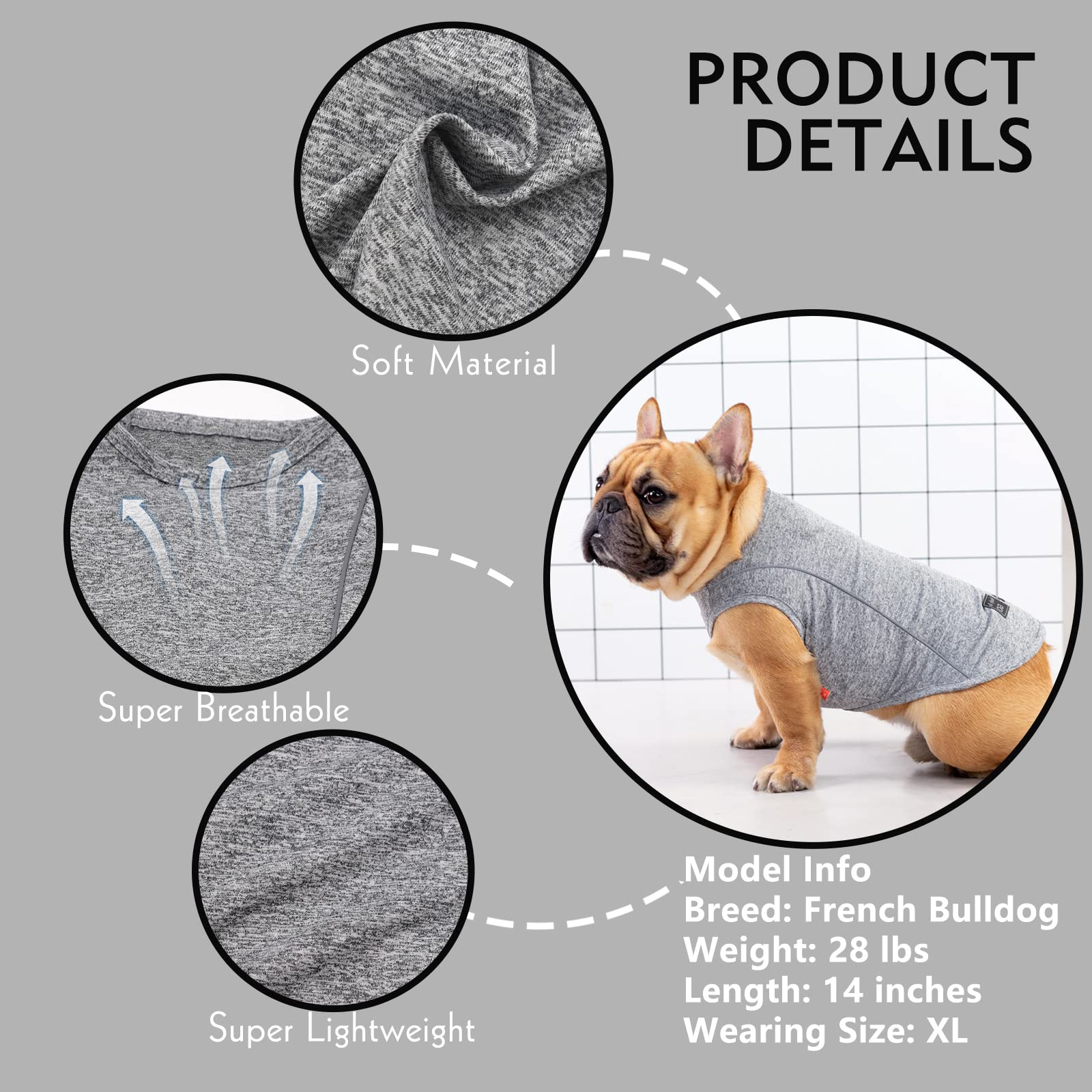 Kyeese Dog Shirts Quick Dry Reflective Lightweight Soft Dog T-Shirt Tank Top Breathable Sun Protection Sleeveless Vest Dog Apparel
