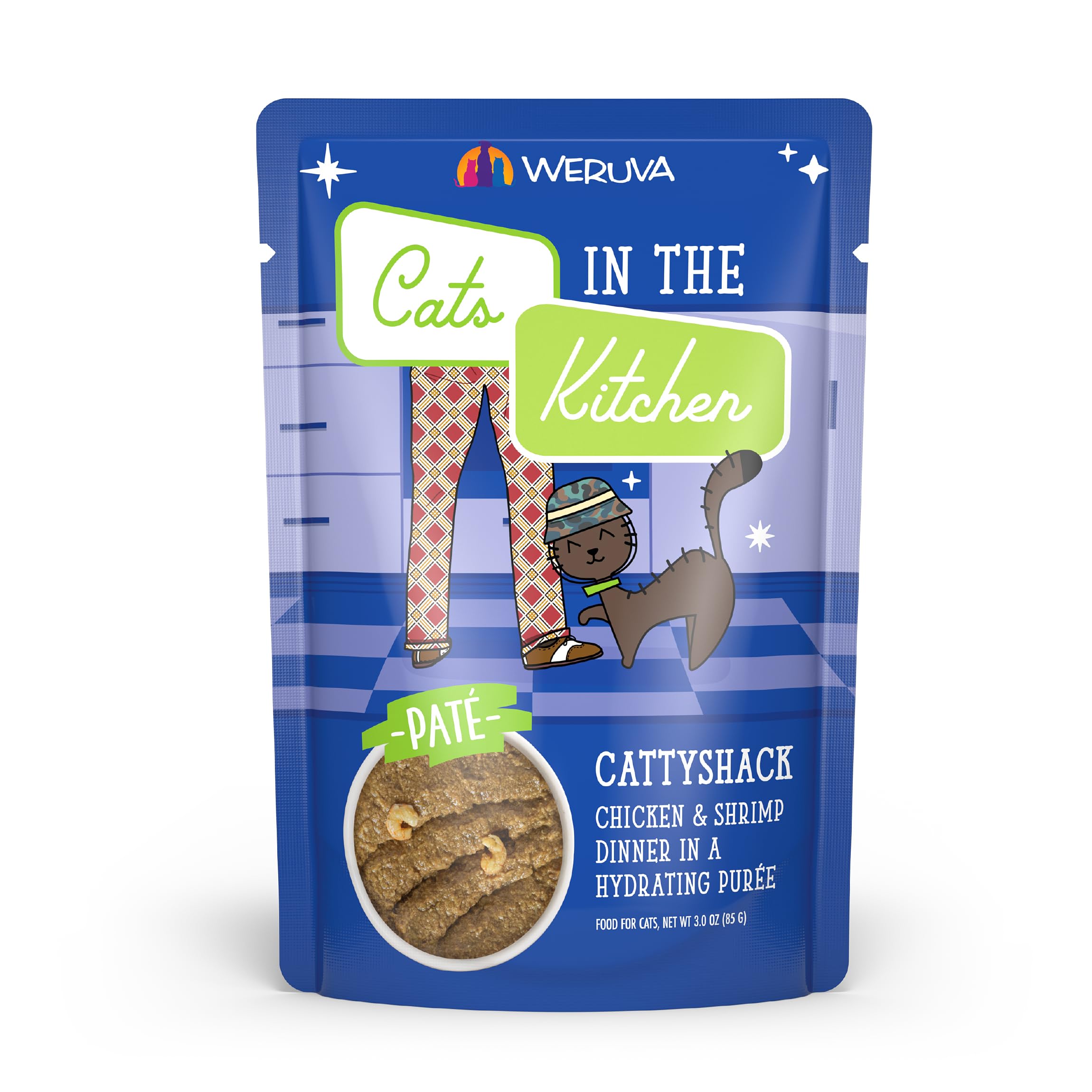 Weruva Cats in The Kitchen Slide N Serve Grain-Free Natural Wet Pate Cat Food Pouches, Cattyshack, 3oz Pouch (Pack of 12)