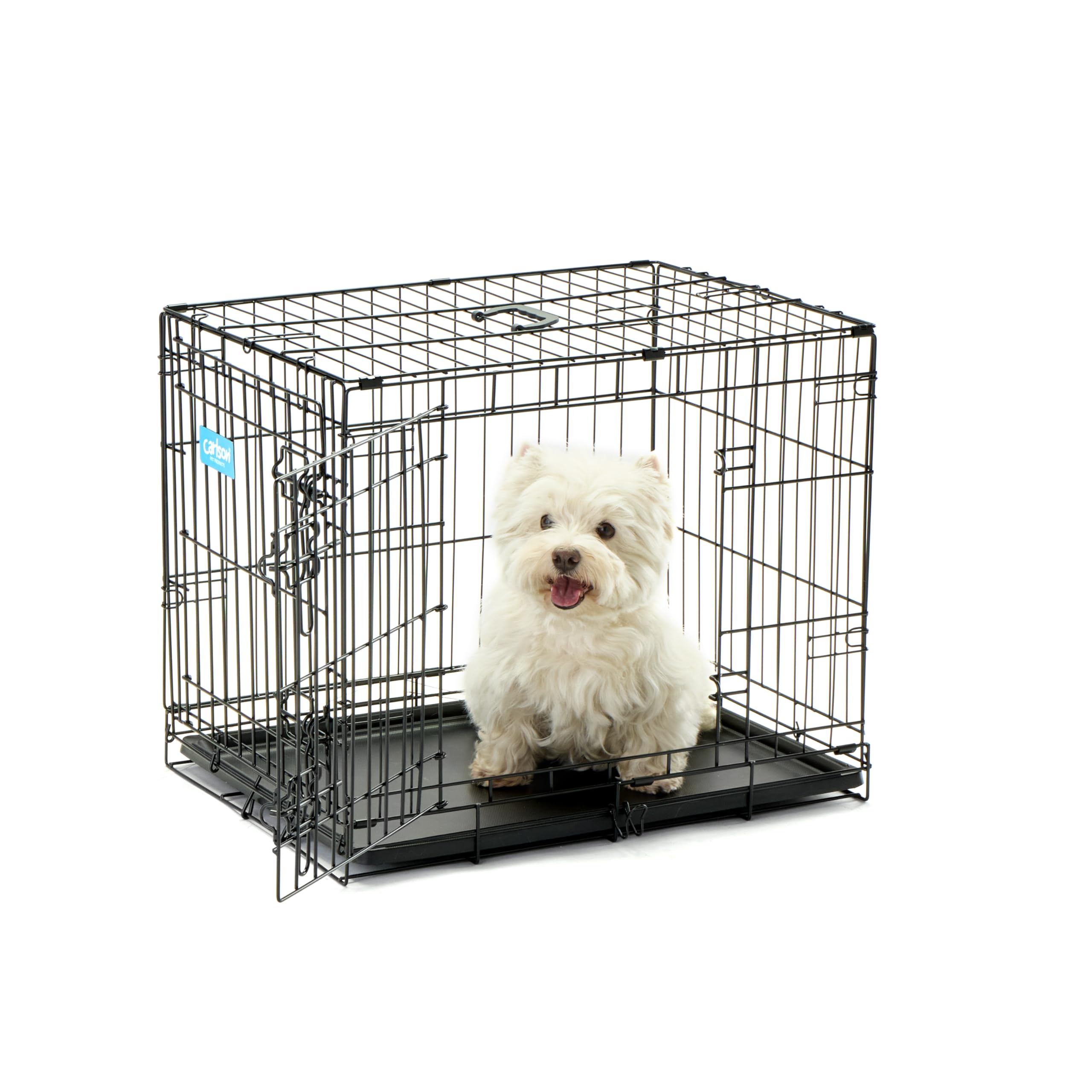 Carlson Secure And Compact Double Door Metal Dog Crate, Small With Divider Panel