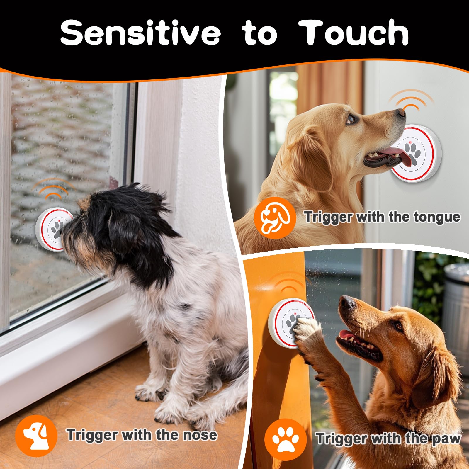 Chunhee Dog Doorbells For Communication-Dog Door Bell Potty Training Wireless Dog Door Bell-Ip55 Waterproof Dog Potty Button