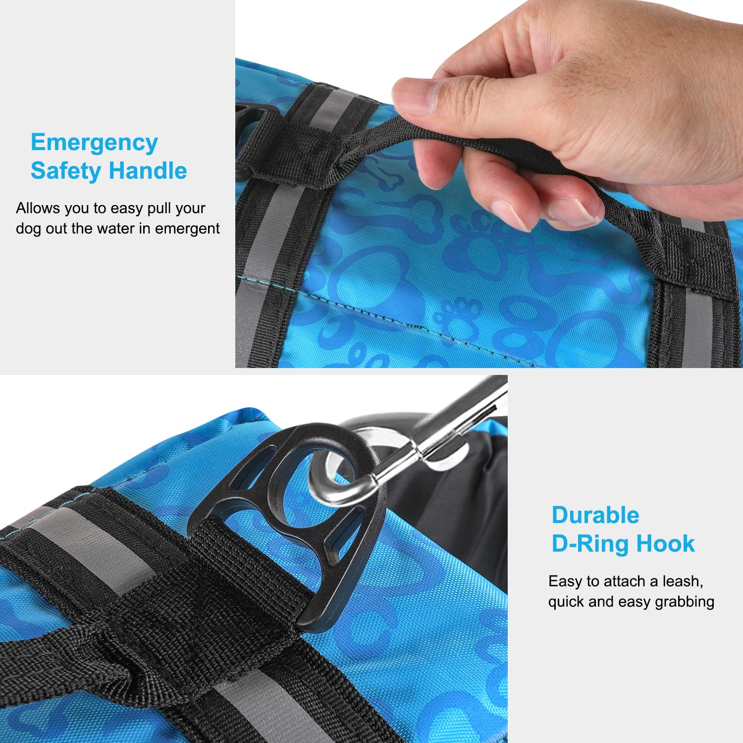 Haocoo Dog Life Jacket Vest Saver Safety Swimsuit Preserver With Reflective Stripes/Adjustable Belt Dogs?Blue Bone,Xs