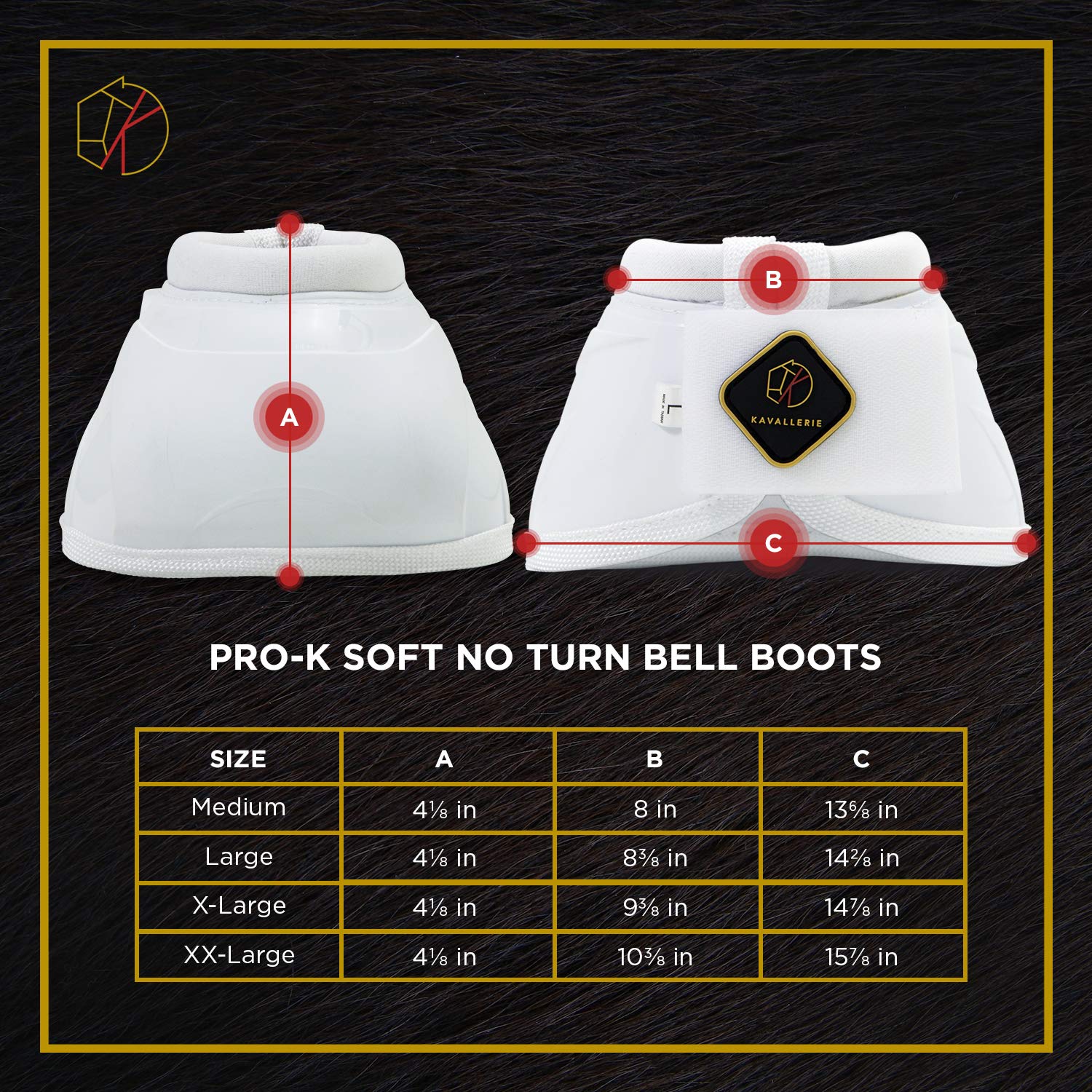 Kavallerie PRO-K Soft No Turn Bell Boots Ultimate Hoof Protection, with Anti-Spin Fastening System, Durable & Prevents Overreach