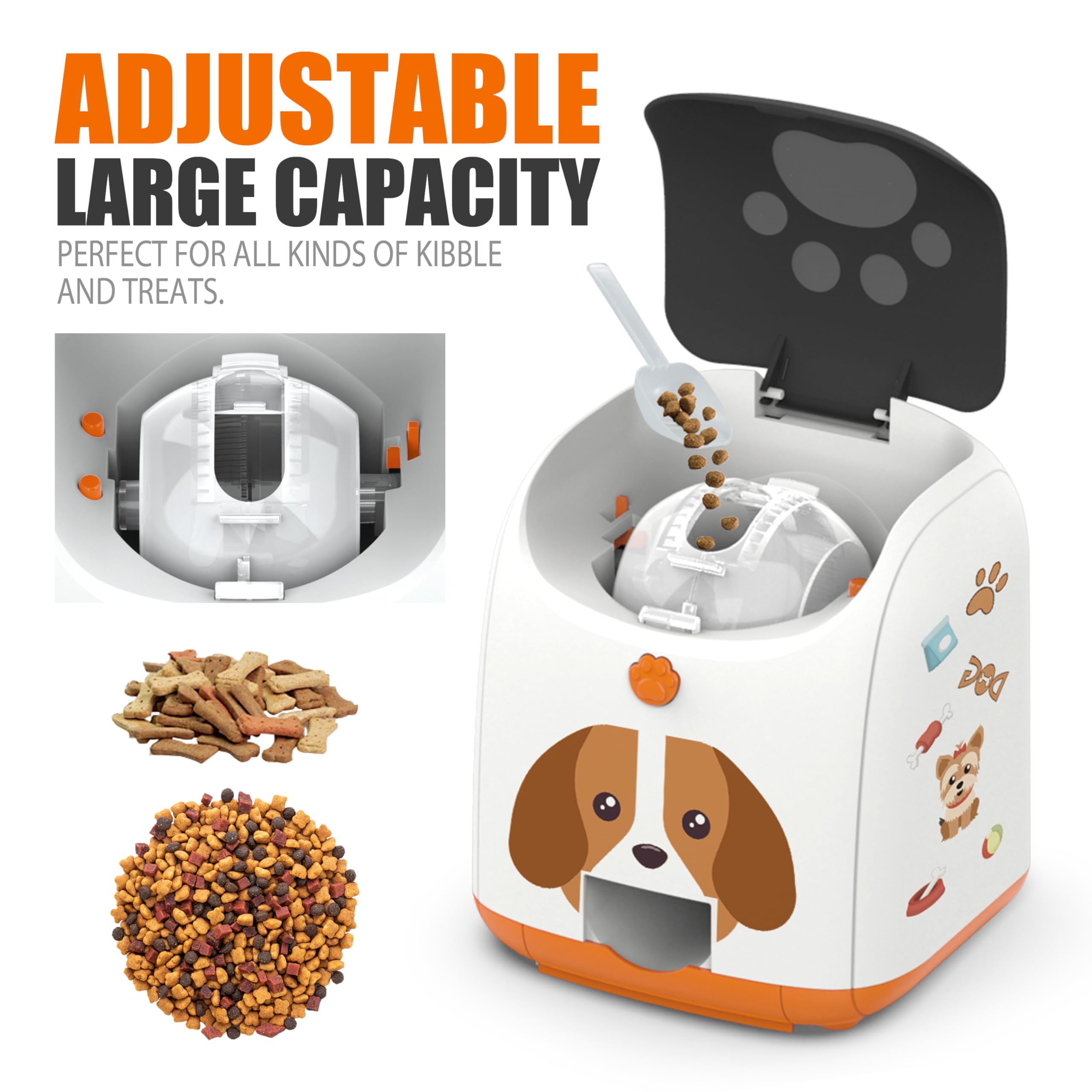 PICAPETS Dog Puzzle Feeder Toy - Remote Control Automatic Treat Dispenser with Light, Interactive IQ Training Slow Feeder, Large