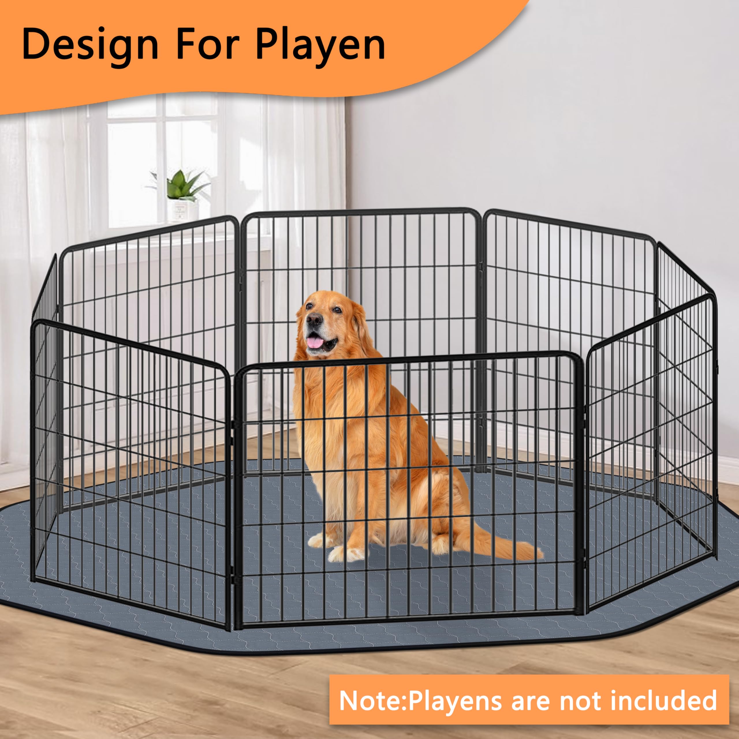 Bunlitent Washable Pee Pads For Dogs, 83'' Diagonal Octagon Puppy Pads, Designed For 24'' Width 8 Panels Dog Playpen, Non-Slip W