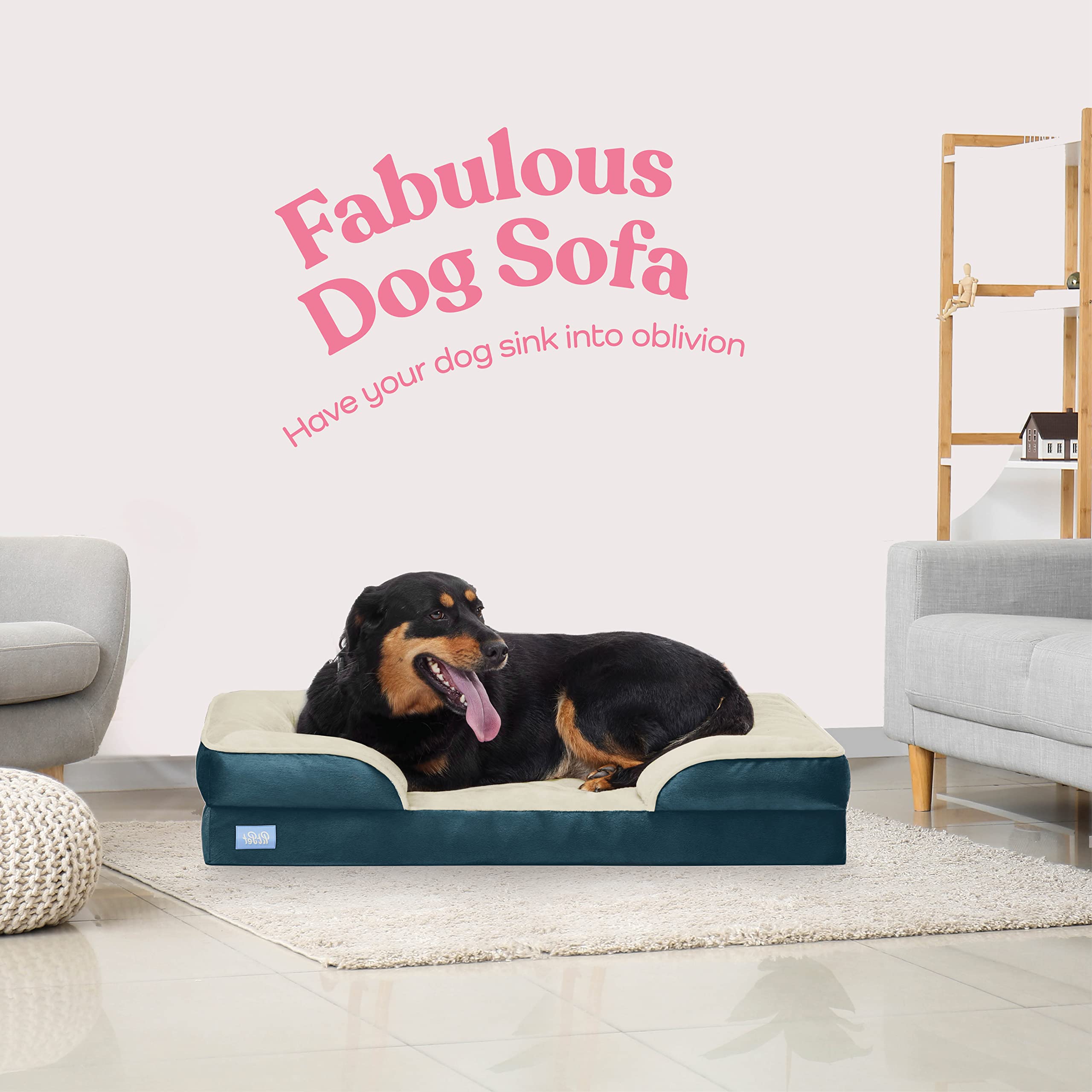 Orthopedic Sofa Dog Bed - Ultra Comfortable Dog Beds For Medium Dogs - Breathable & Waterproof Pet Bed- Egg Foam Sofa Bed With E