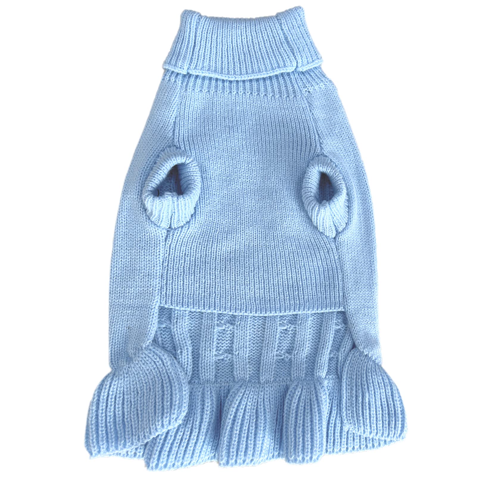 Chborchicen Small Dog Sweaters Knitted Pet Cat Warm Dog Sweatshirt Winter Clothes Kitten Puppy Sweater (Xs, Dress-Light Blue)