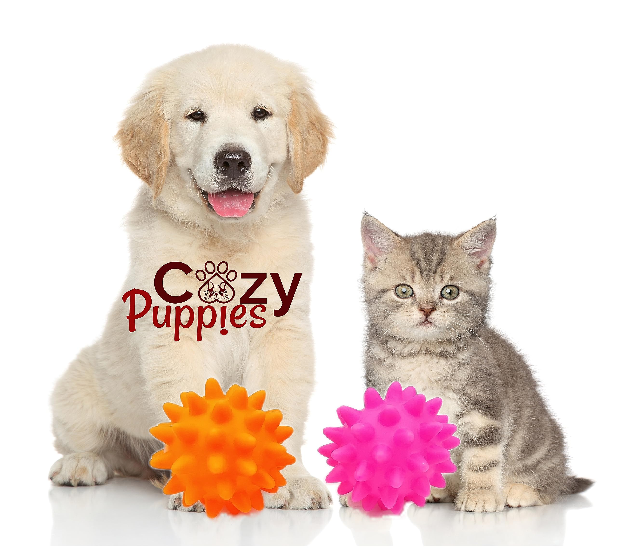 Cozy Puppies 2 Pcs Spiky Dog Ball Squeaky Interactive Puppy Chewing Toy Dog Teeth Cleaning Ball Dog Squeak Ball (Color May Vary)