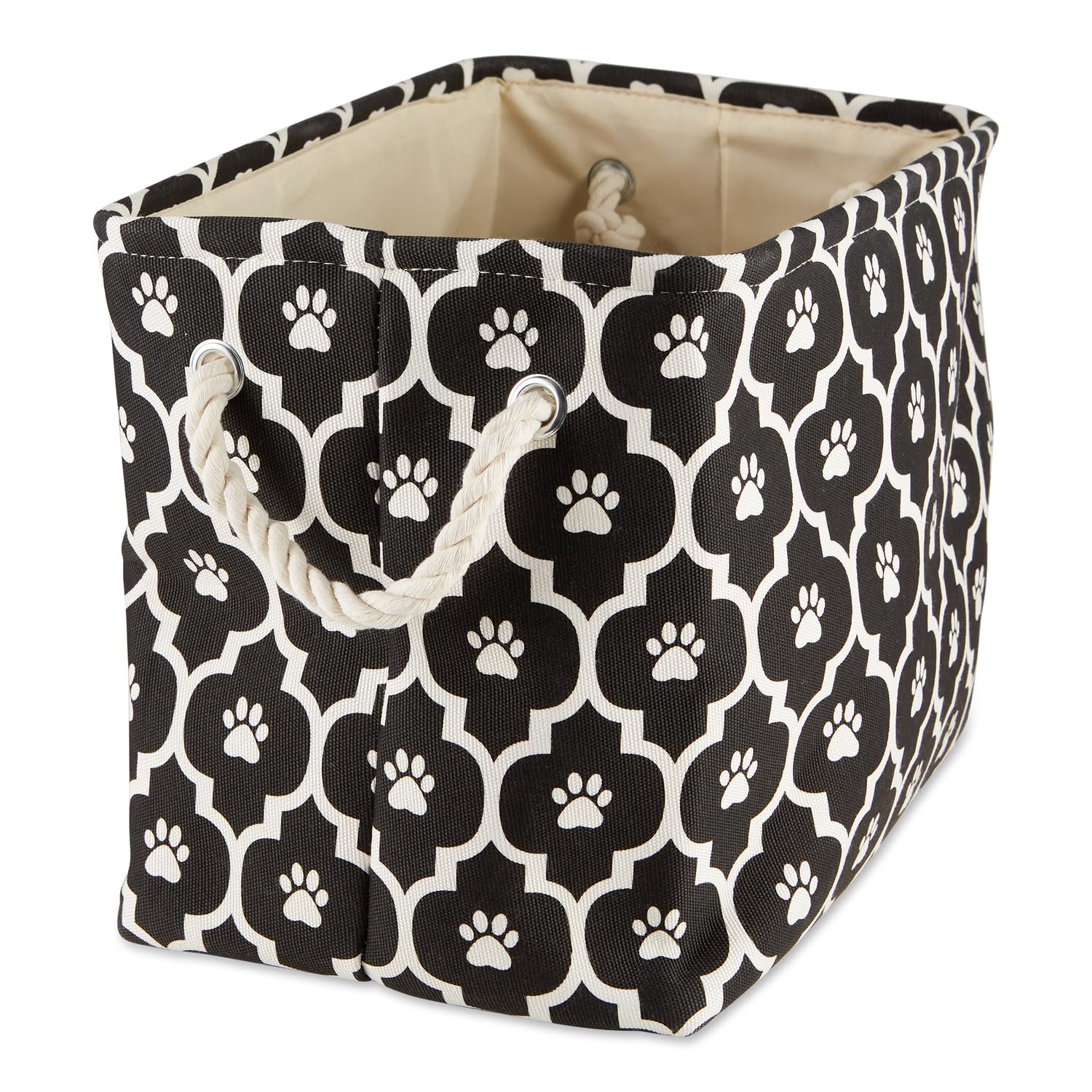 Bone Dry Pet Storage Collection Lattice Paw Print, Black, Small Rectangle
