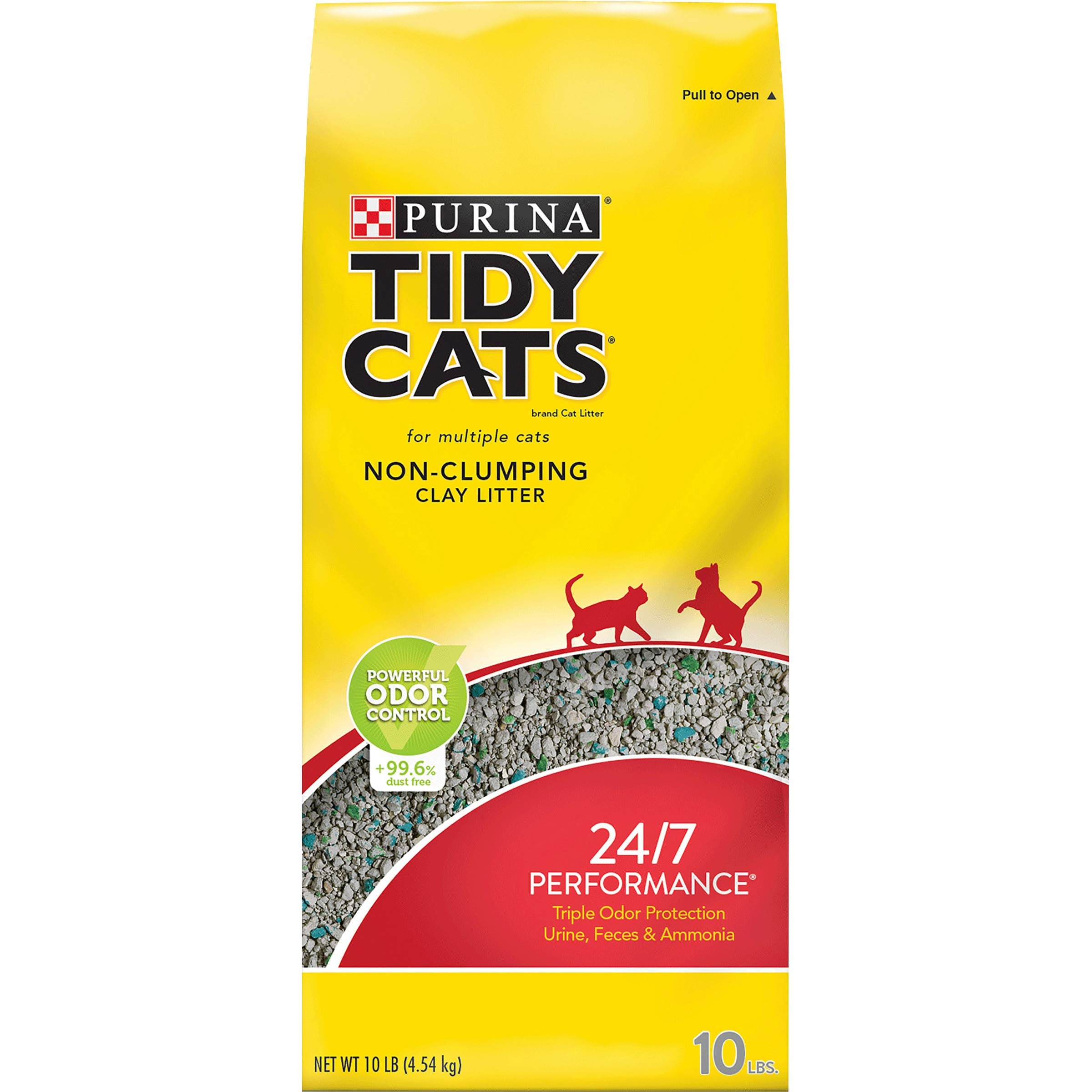 Purina Tidy Cats Non Clumping Cat Litter, 24/7 Performance Multi Cat Litter - (4) 10 Lb. Bags