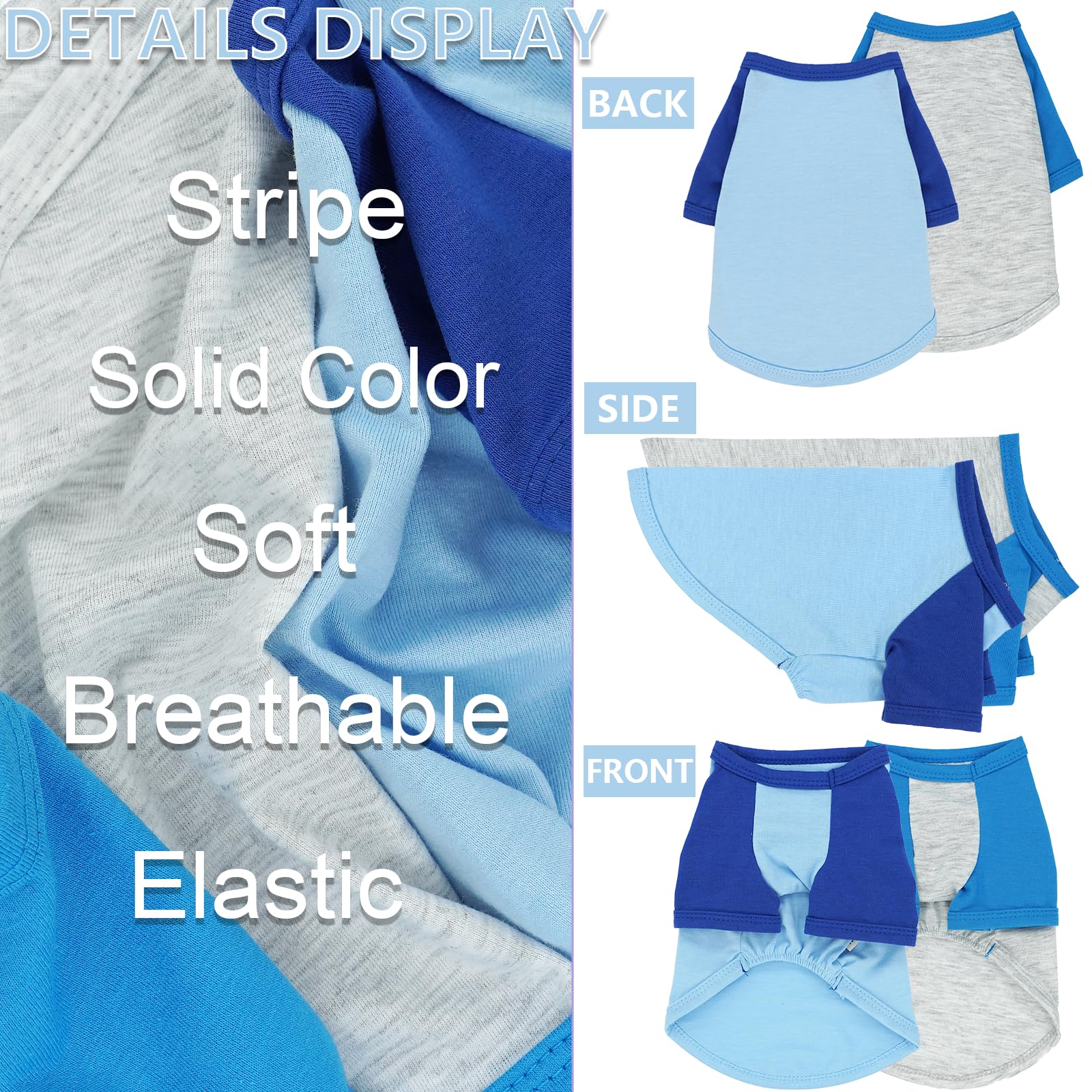 2 Pack Puppy Clothes For Small Dogs Summer Dog Shirt Soft Stretchy Dog Clothes For Medium Dog T-Shirts Lightweight Dogs Pet Cat