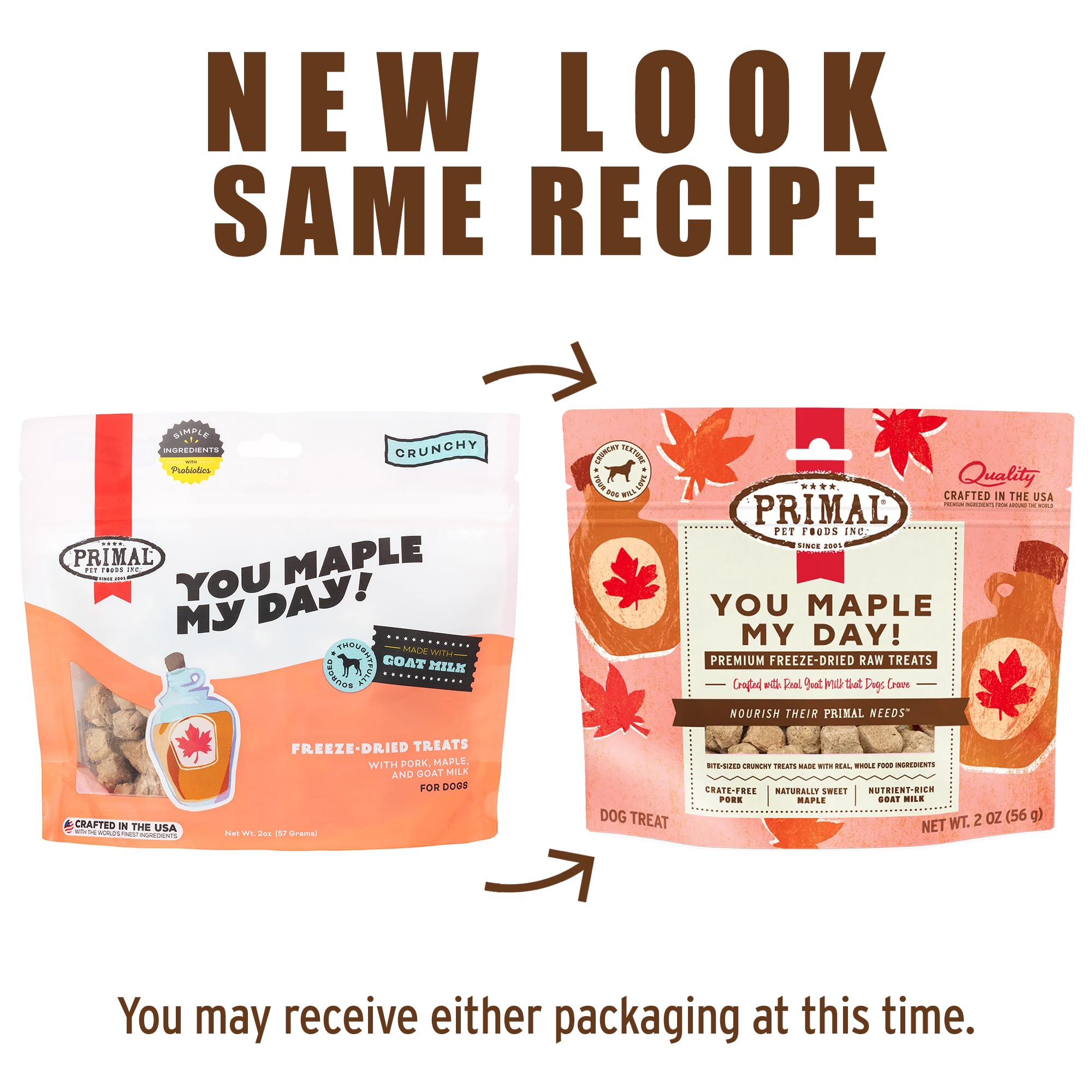 Primal Freeze Dried Dog Treats, You Maple My Day; Pork & Maple with Goat Milk, Grain Free Training Treats for Dogs with Probioti