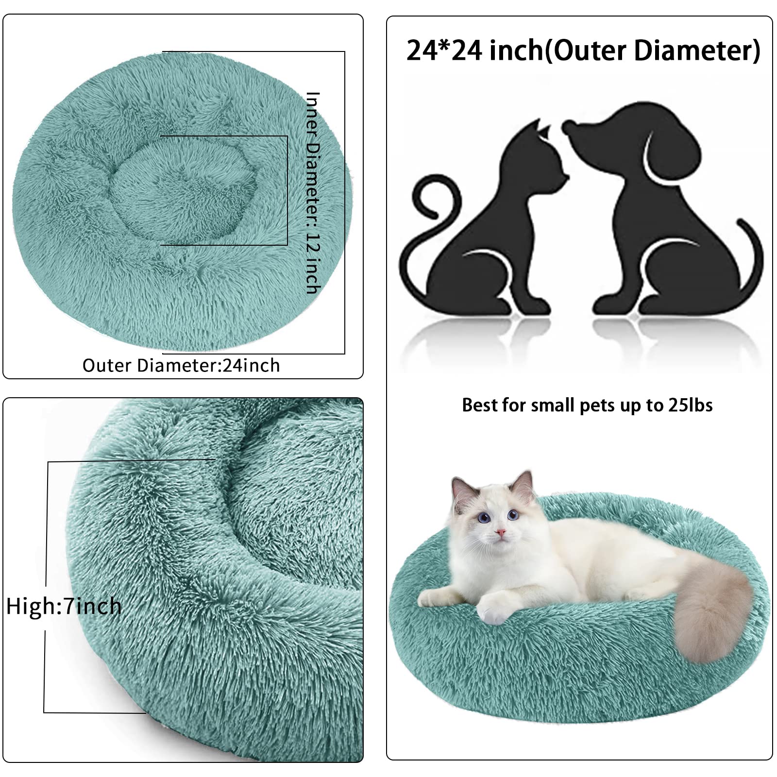 Dog Bed For Small Medium Large Dogs, 24 Inch Calming Dogs Bed, Washable-Round Cozy Soft Pet Bed For Puppy And Kitten With Slip-Resistant Bottom