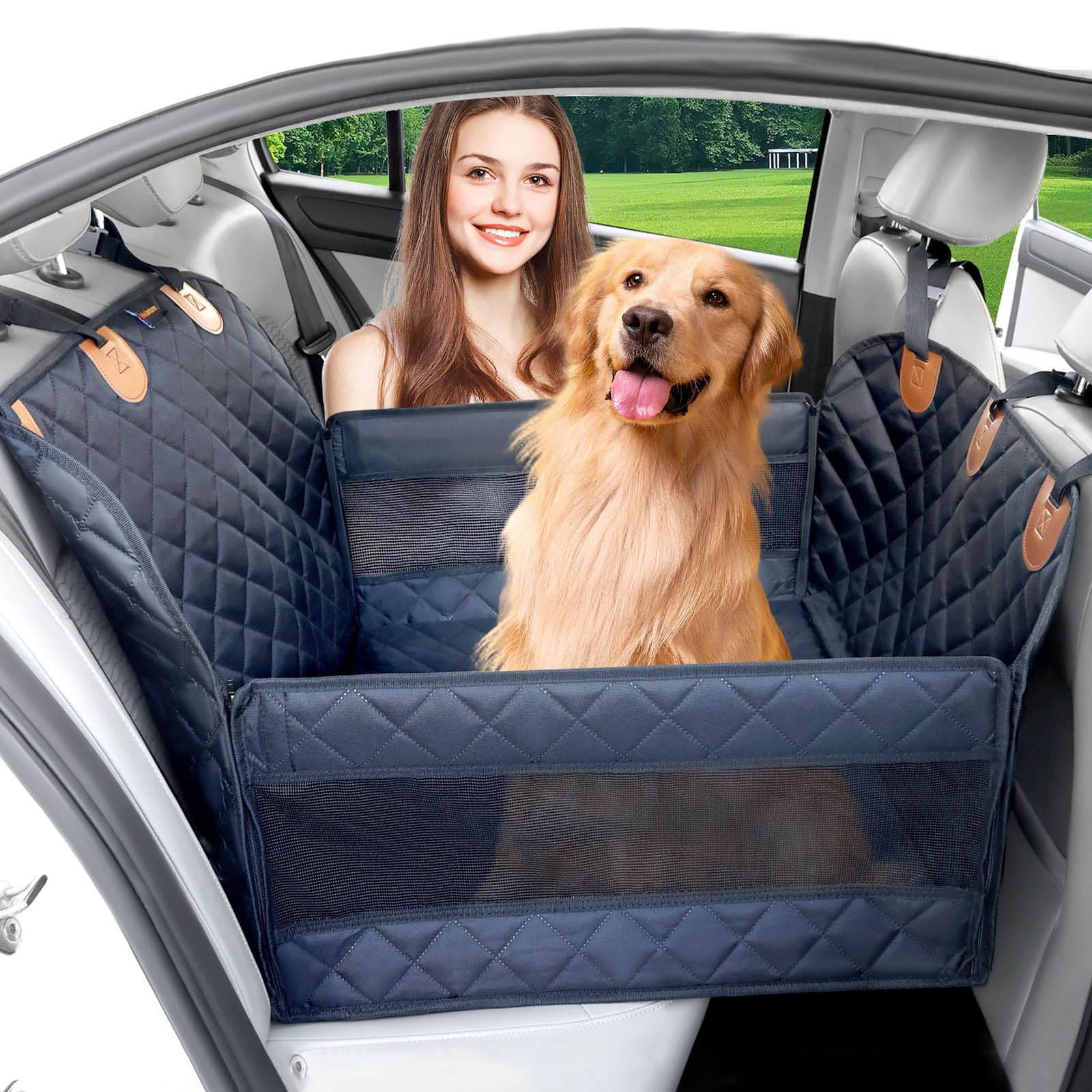 Paw Jamboree Dog Car Seat Cover For Back Seat Hard Bottom Half Dog Car Seat Cover Passenger Friendly Back Seat Extender For Dogs