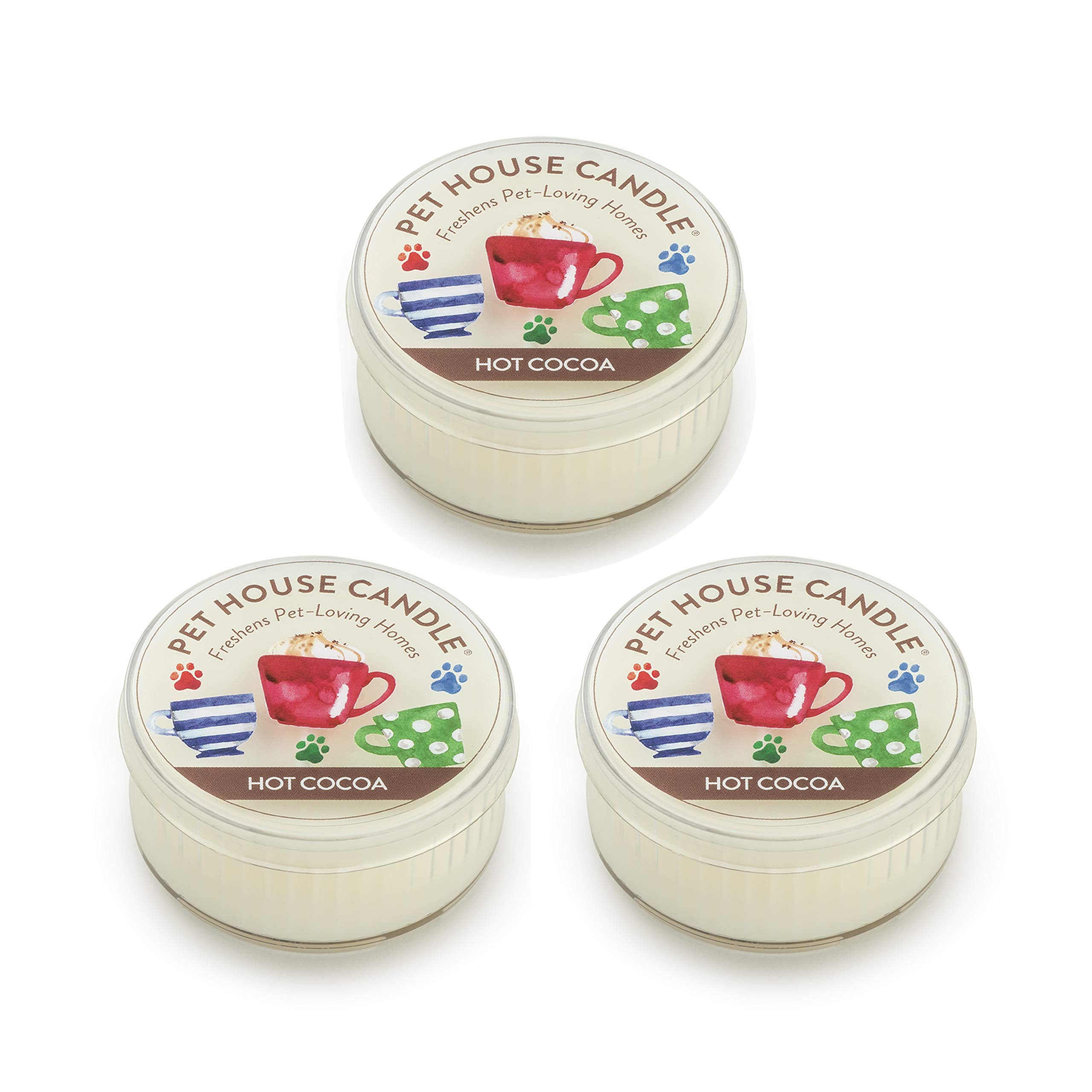 One Fur All Pet House Mini Candle Set, Pack Of 3 - Pet Odor Eliminator Candle, Burn Time - 10-12 Hours Pet Candle, Non-Toxic, Ideal For Smaller Spaces (3 Pack, Hot Cocoa)