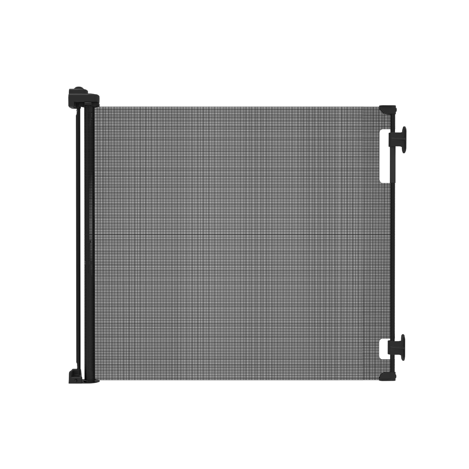 Retractable Baby Gate Perma Child Safety 33' Tall X 55” Wide, Mesh, For Stairs, Doorways, Dogs, Pets, Indoor, Outdoor, One-Handed Operation, Locking, Easy Install, Hardware Mount, Black