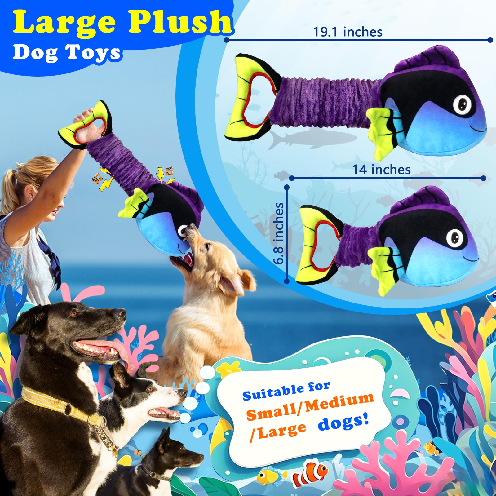 Kachewlulu Squeaky Dog Toys For Aggressive Chewers -Suitable For Large Breeds-Chew Toys For Puppy Teething-Dog Toys To Keep Them