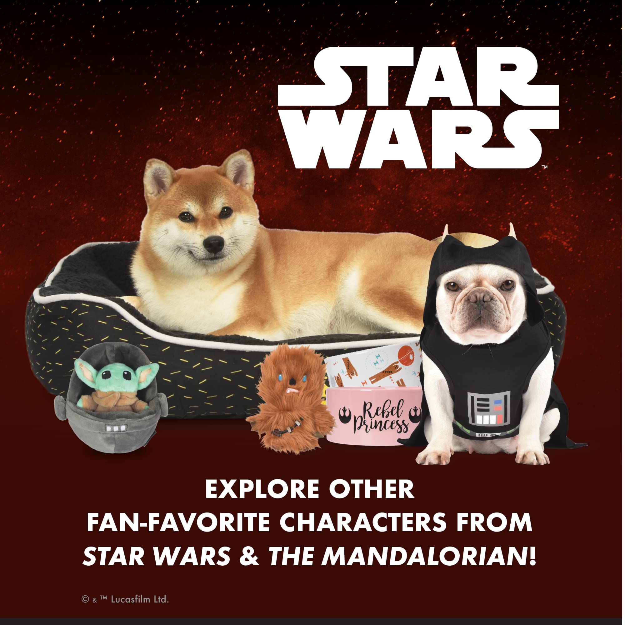 Star Wars Dog Toys Mandalorian 2Pc Plush Squeakers| 6” Mandalorian & Grogu Plush Squeakers Collection Pet Toys | Star Wars Toy For Dogs Baby Yoda & Mandalorian Stuffed Animal 6 Inch