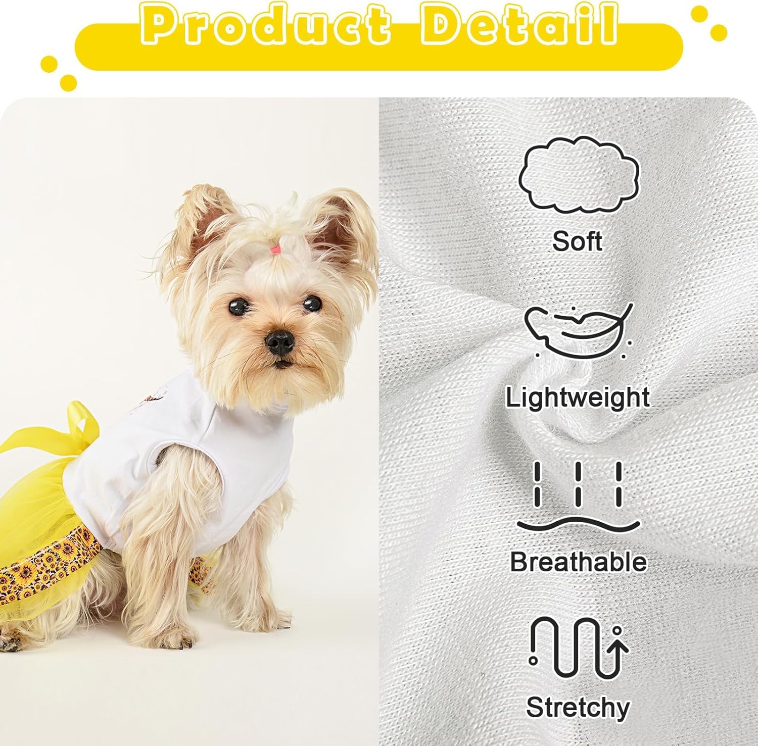 Dog Dress for Small Dogs, Puppy Costume Clothes Girls Pet Clothing Outfit Summer Spring Dresses Chihuahua Yorkie Cat Apparel