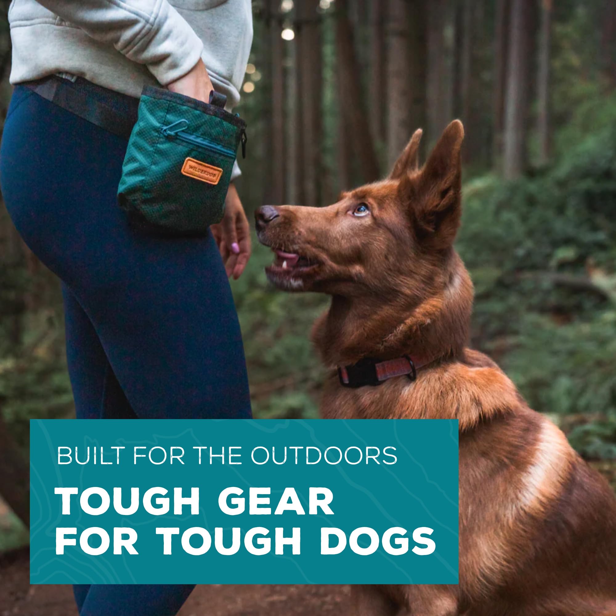 Wilderdog Dog Training Treat Pouch with Magnetic and Zipper Closure, Carabiner Attached, Adjustable Waist Strap - Magenta