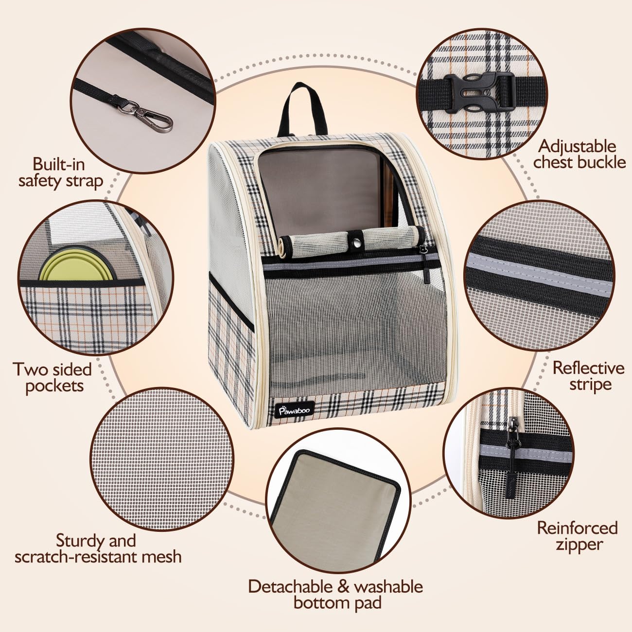 Pawaboo Cat Carrier Backpack, Pet Carrier Backpack For Kitties Small Dogs Puppies, Breathable Cat Bag Carrier, Small Dog Travel