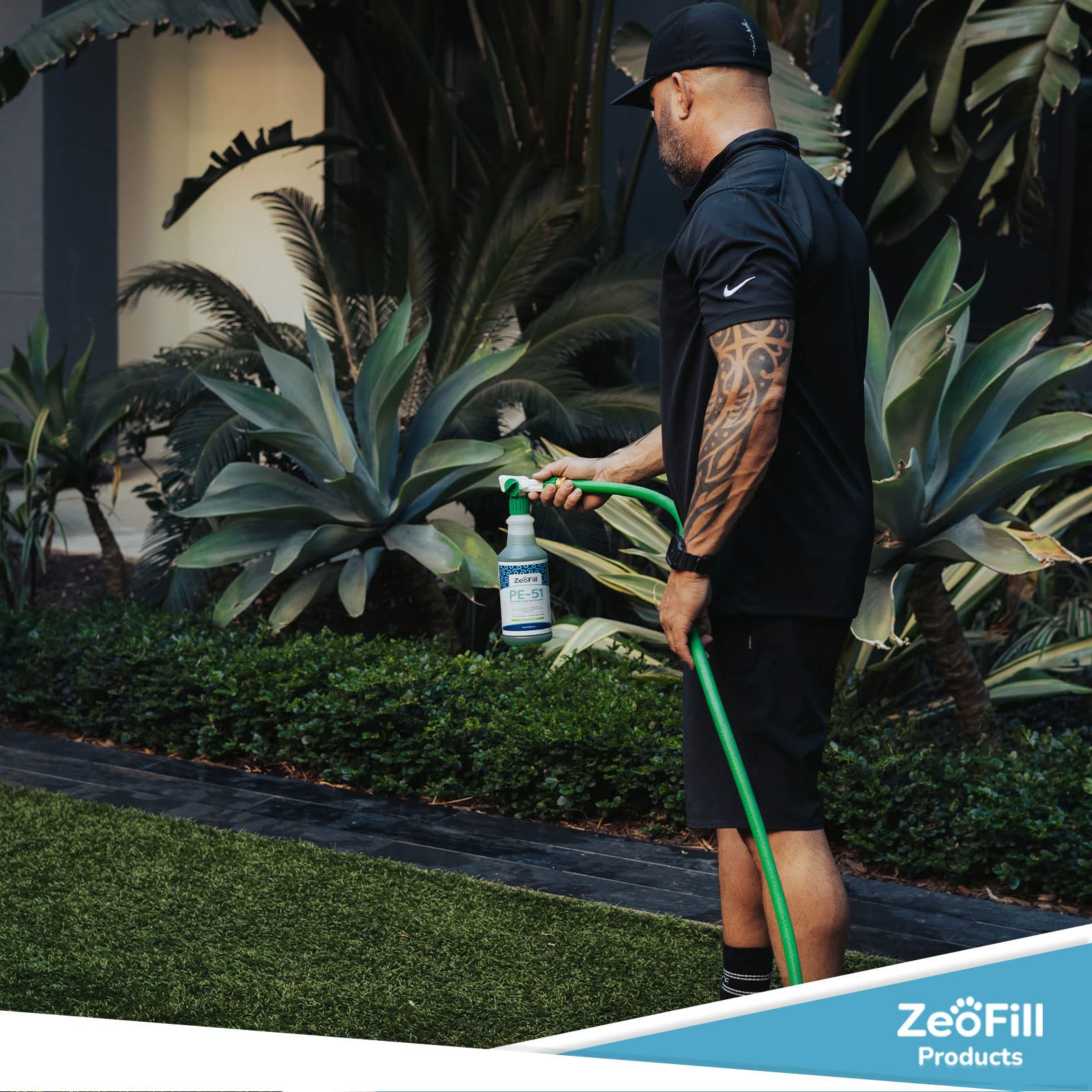 Zeofill Pe-51 Pet Odor Eliminator – Urine Odor Neutralizer With Max Flow Garden Hose Spray Nozzle | Pet, Turf & Yard Smell Remover | Cat & Dog Pee Deodorizer Spray | All Natural Enzymes | 32Oz Bottle