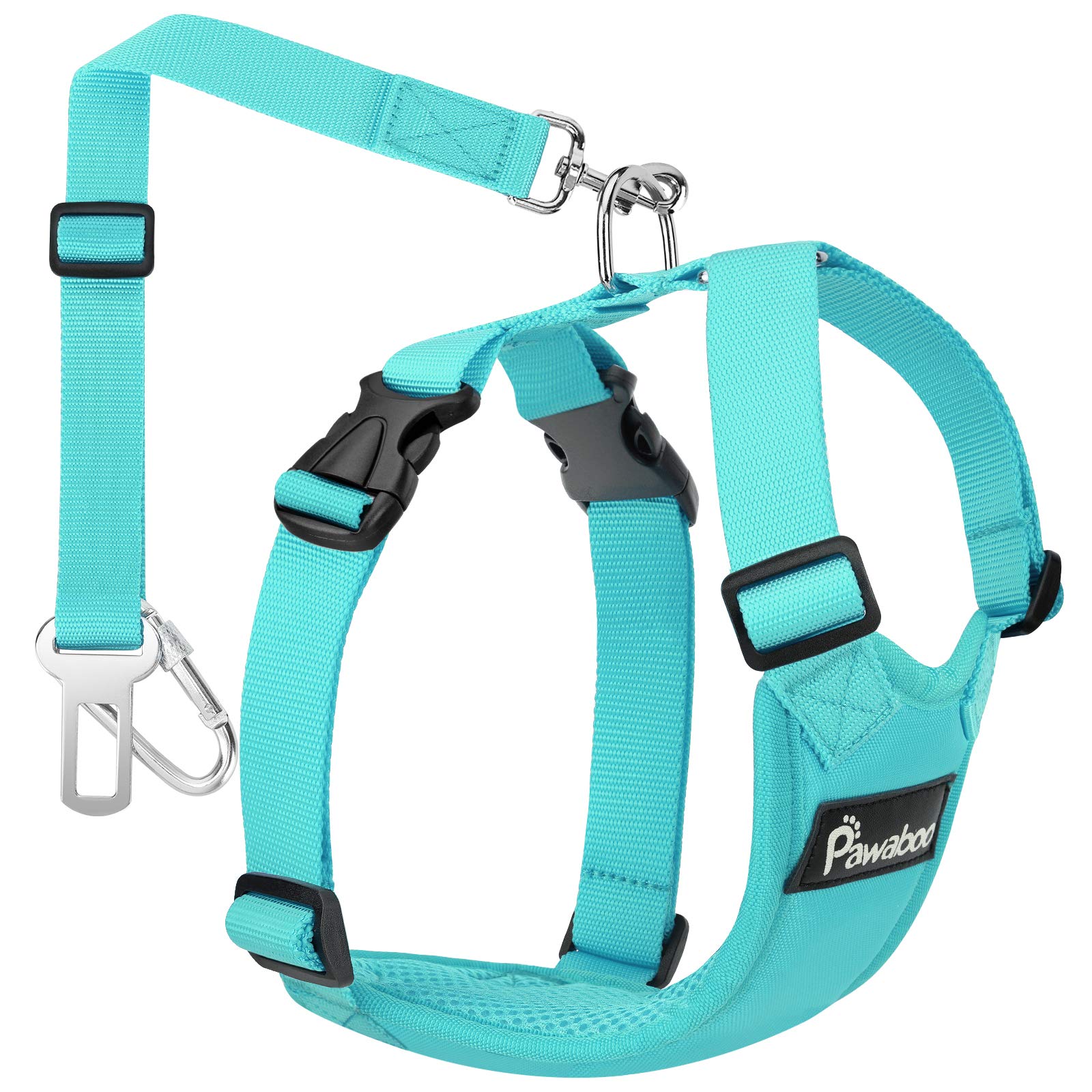 Pawaboo Dog Safety Vest Harness, Pet Car Harness Vehicle Seat Belt With Adjustable Strap And Buckle Clip, Easy Control For Driving Traveling Safety For Small Medium Dogs Cats, Large, Blue