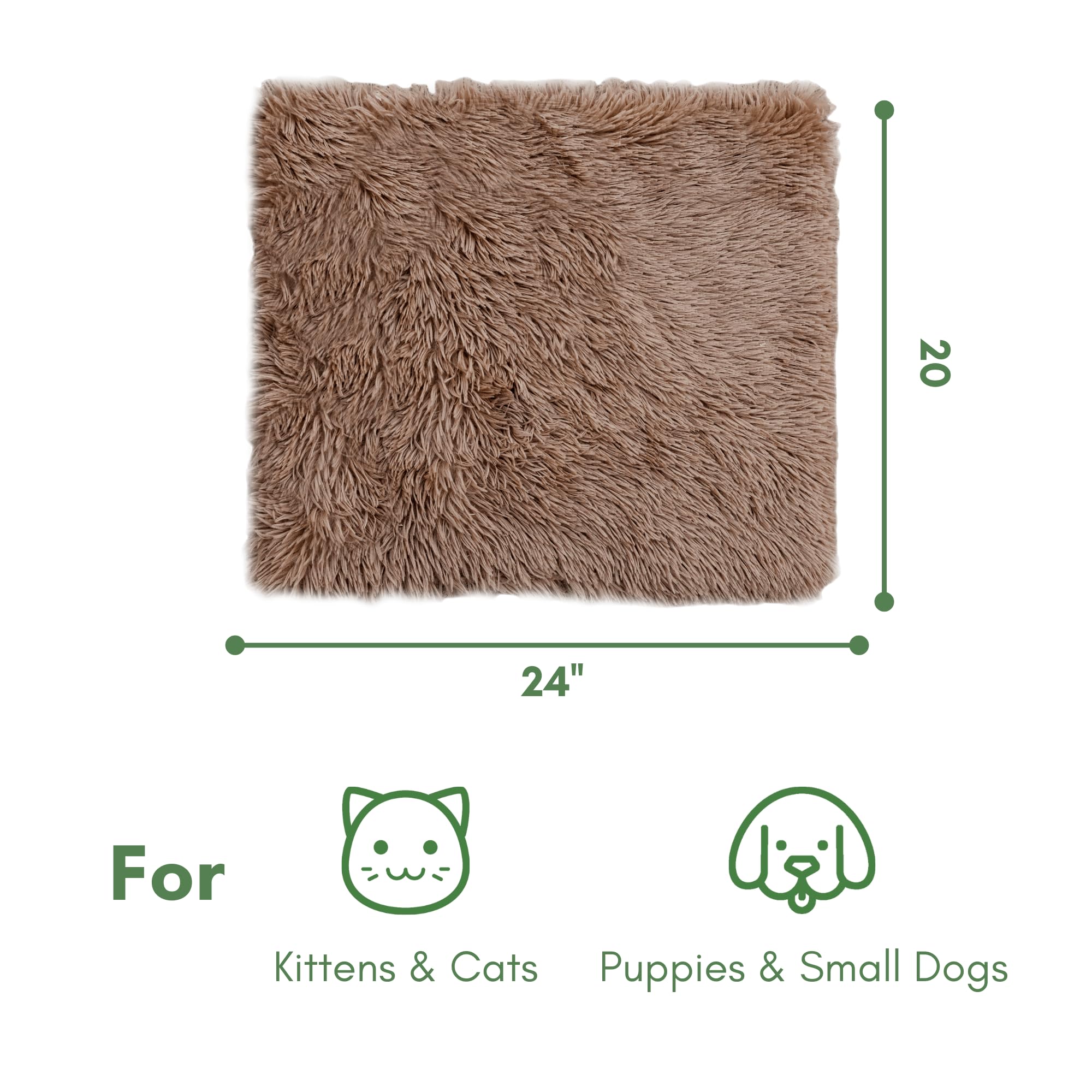 Petfelix Self Warming Mat, 24''*20'' Non-Skid Thermal Pet Mat, Washable Outdoor Insulation For Cat House, Carrier Cat Bed, Brown