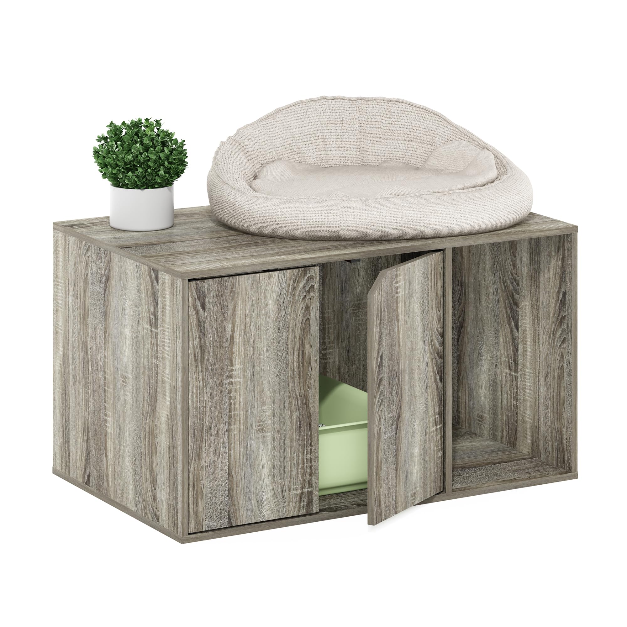 Furinno Peli Litter Box Enclosure, French Oak Grey