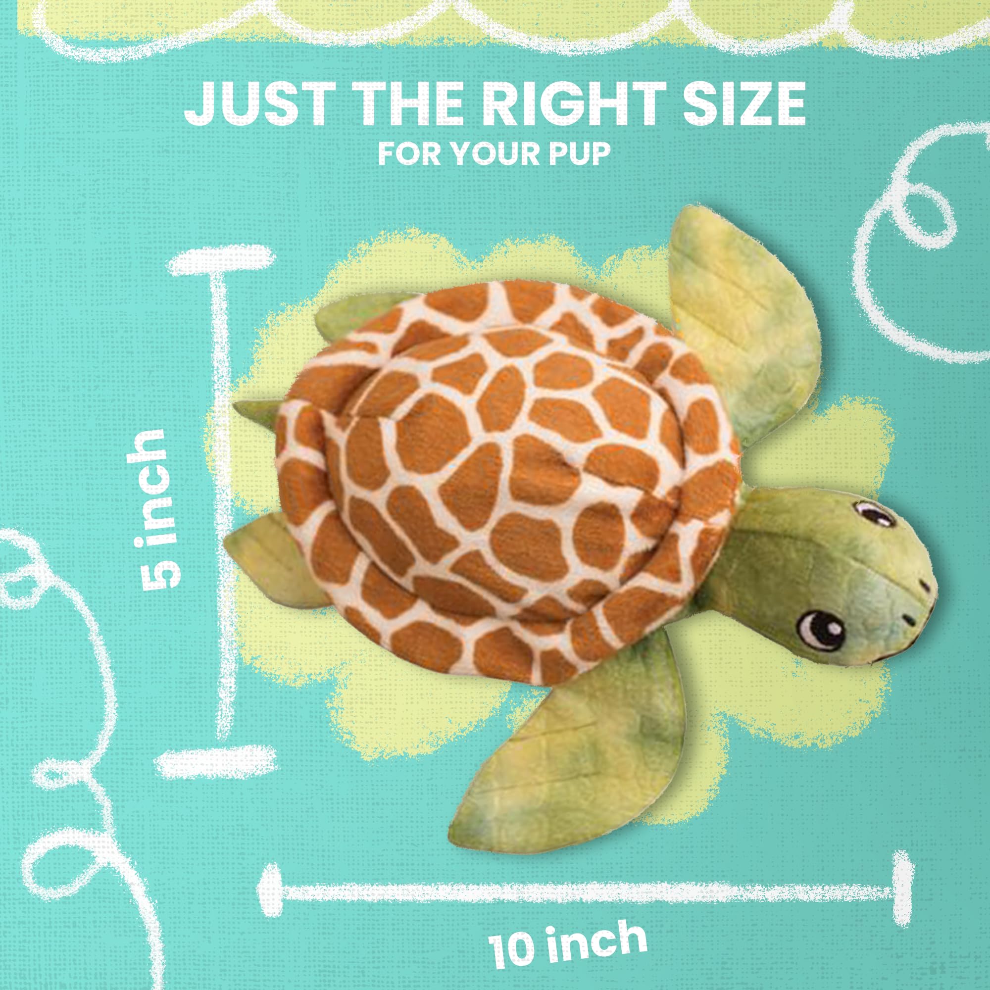 Snugarooz Sheldon The Turtle - Crinkle & Squeak Dog Toy With Repair Patch - Eco Friendly Plush For Engaging - Endless Fun For Your Furry Friend