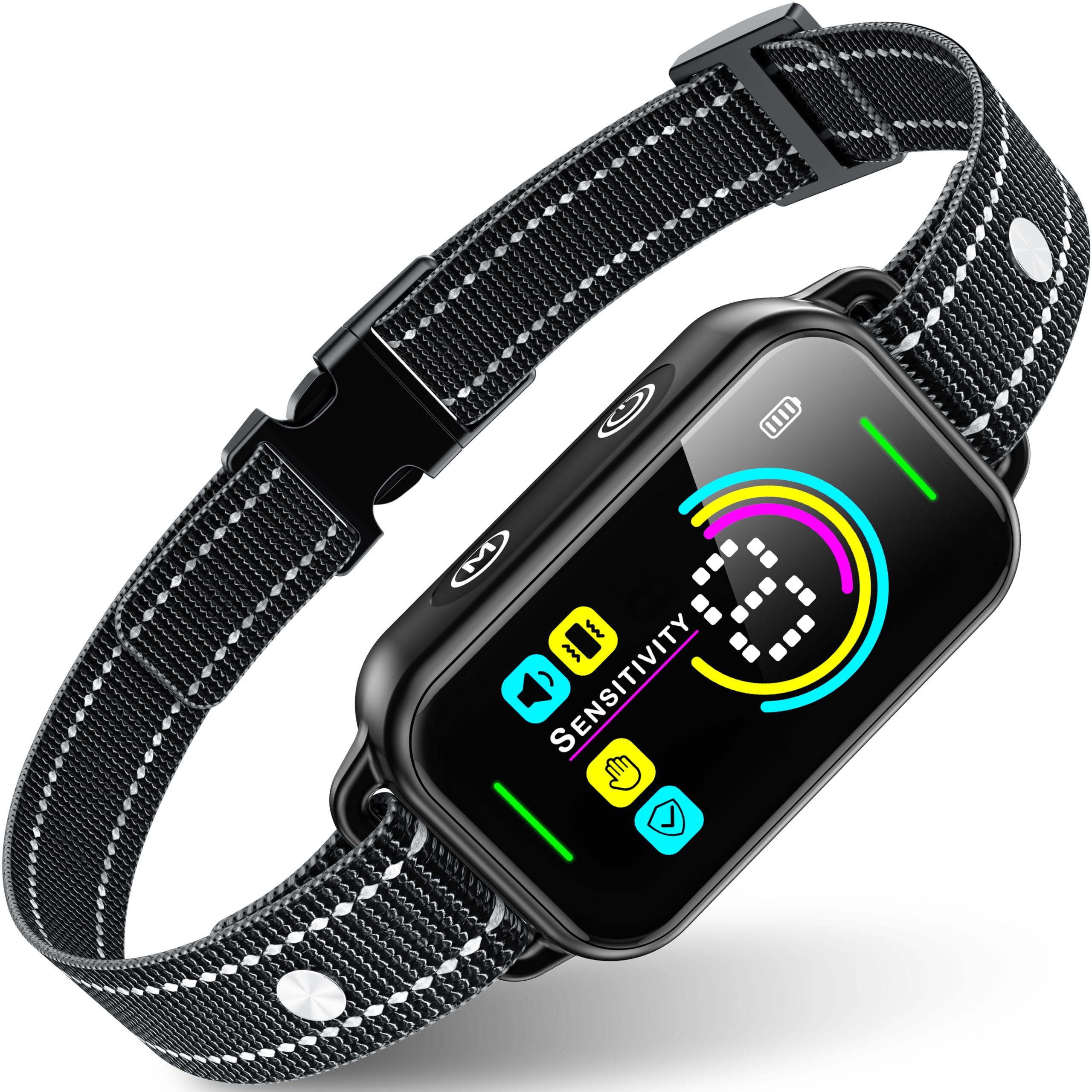 Dinjoo Bark Collar, Dog Bark Collar For Large Medium Small Dogs,Smart Bark Collar,Rechargeable Anti Barking Training Collar With 8 Adjustable Sensitivity,Bark Shock Collar With Beep (Dark Black)