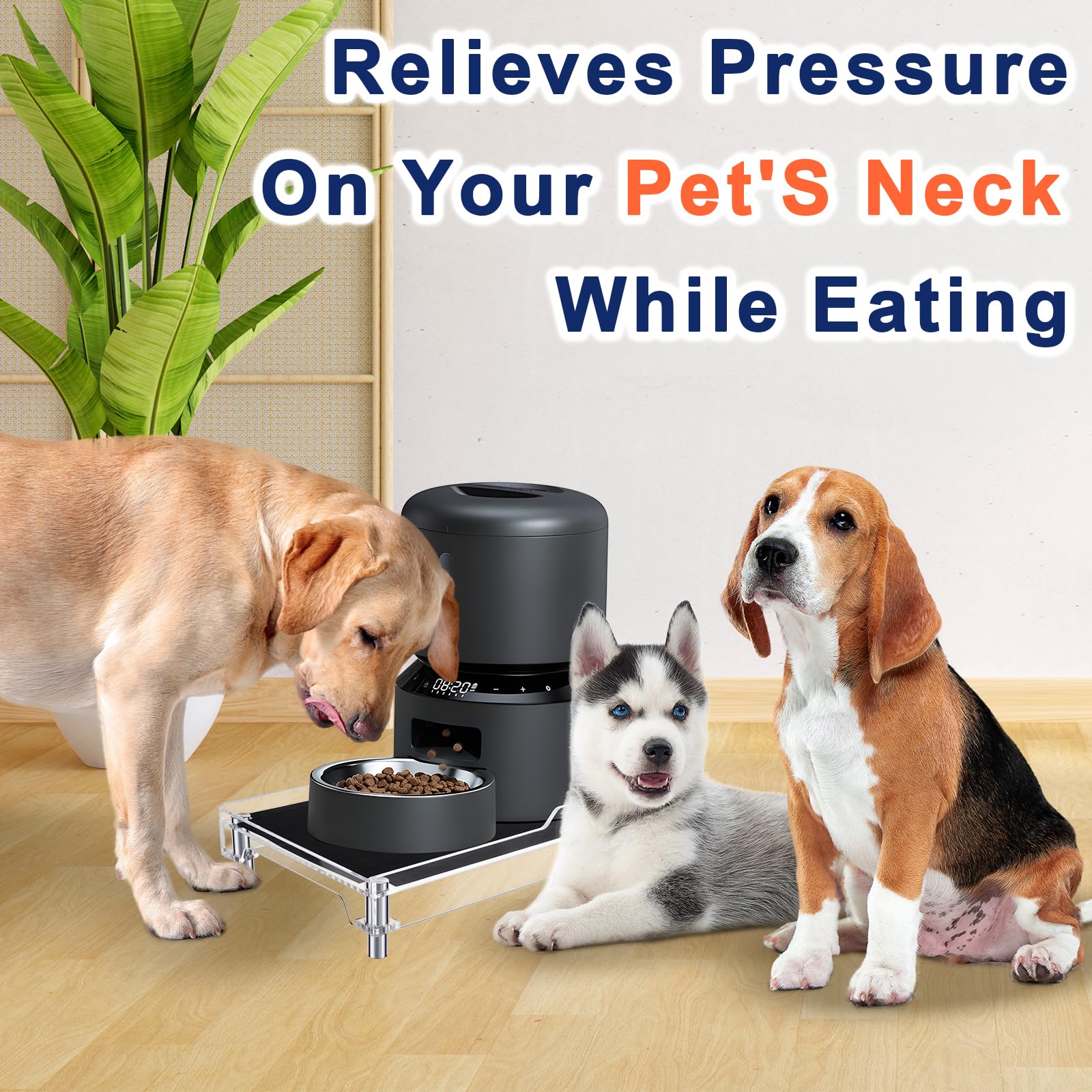 Beautyflier Raised Dog Feeder Stand Elevated Holder for Automatic Cat & Dog Feeders Dog Water Bowl Dispenser Stand Adjustable Fi
