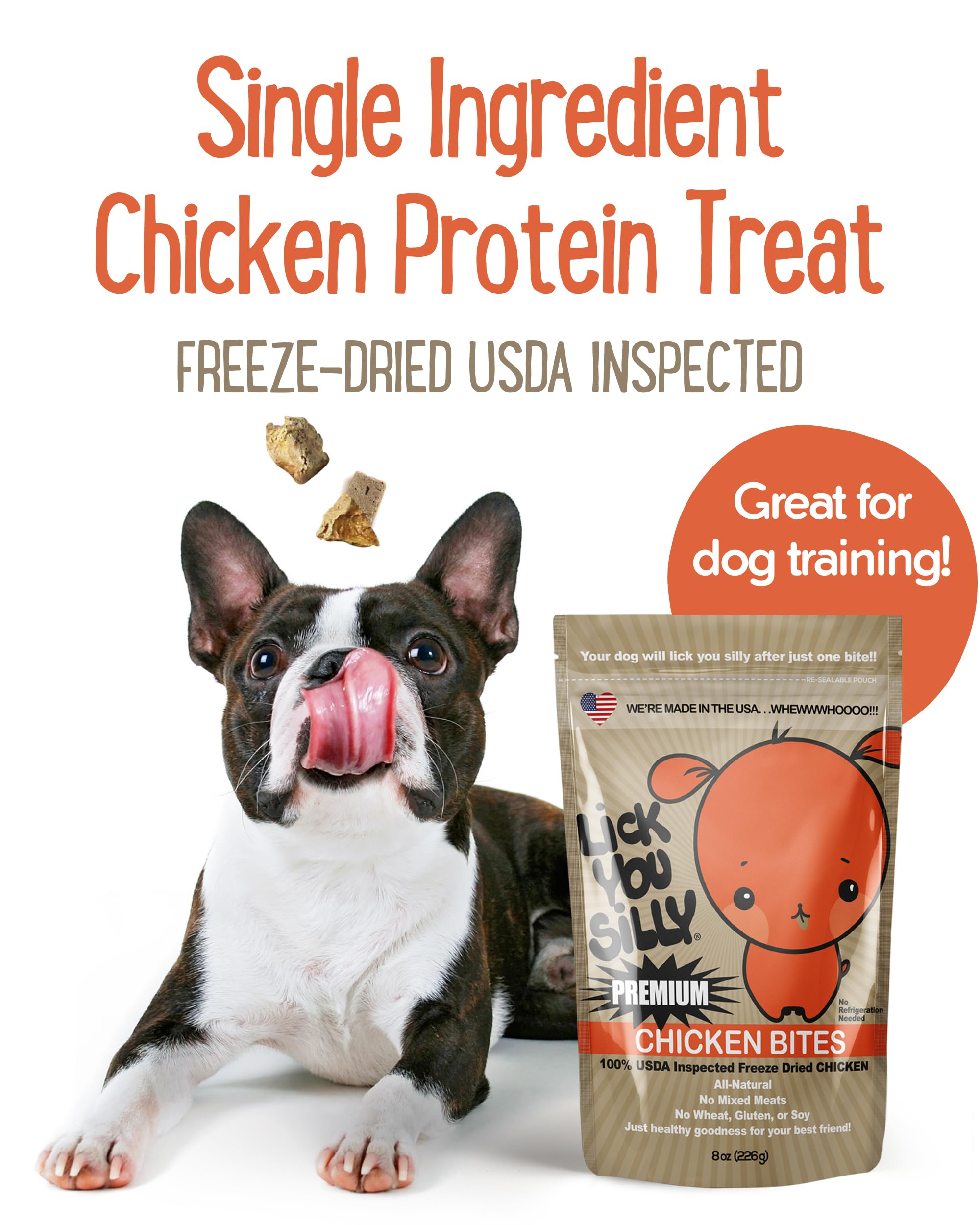 Lick You Silly Freeze-Dried Chicken Liver Dog Treats | High-Protein Puppy Training Treats for Small, Medium, & Large Dogs | Grai