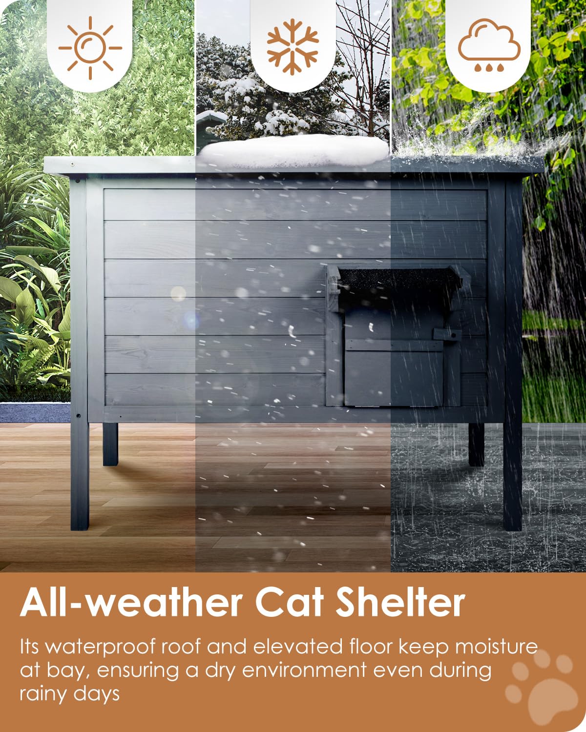 Ivy&Lane Outdoor-Cat-House | Insulated-Feral-Cat-Shelter | Weatherproof | for Winter | Foam & Wood | Large | for Multiple Cats |