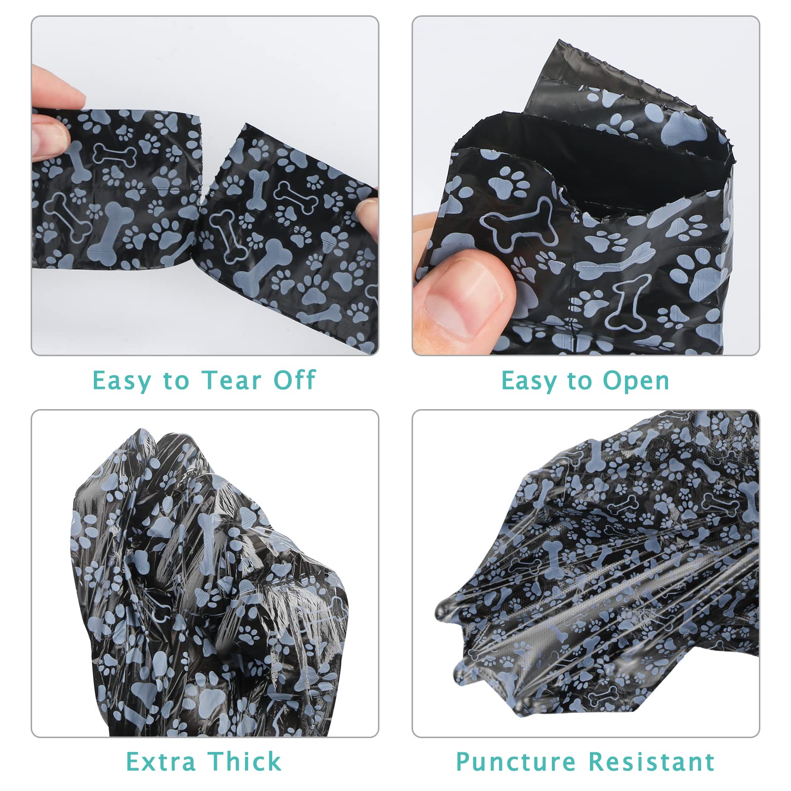 Petshome Dog Poop Bags, Dog Waste Bags [Extra Thick][Leak-Proof] Eco-Friendly 16 Rolls, 240 Bags Pattern